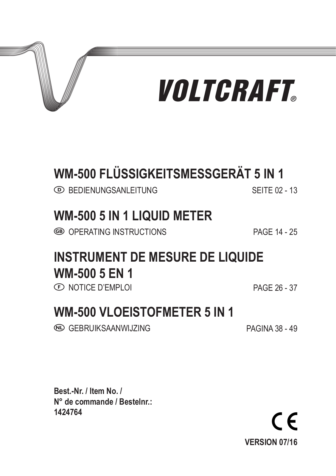 VOLTCRAFT WM-500 User guide