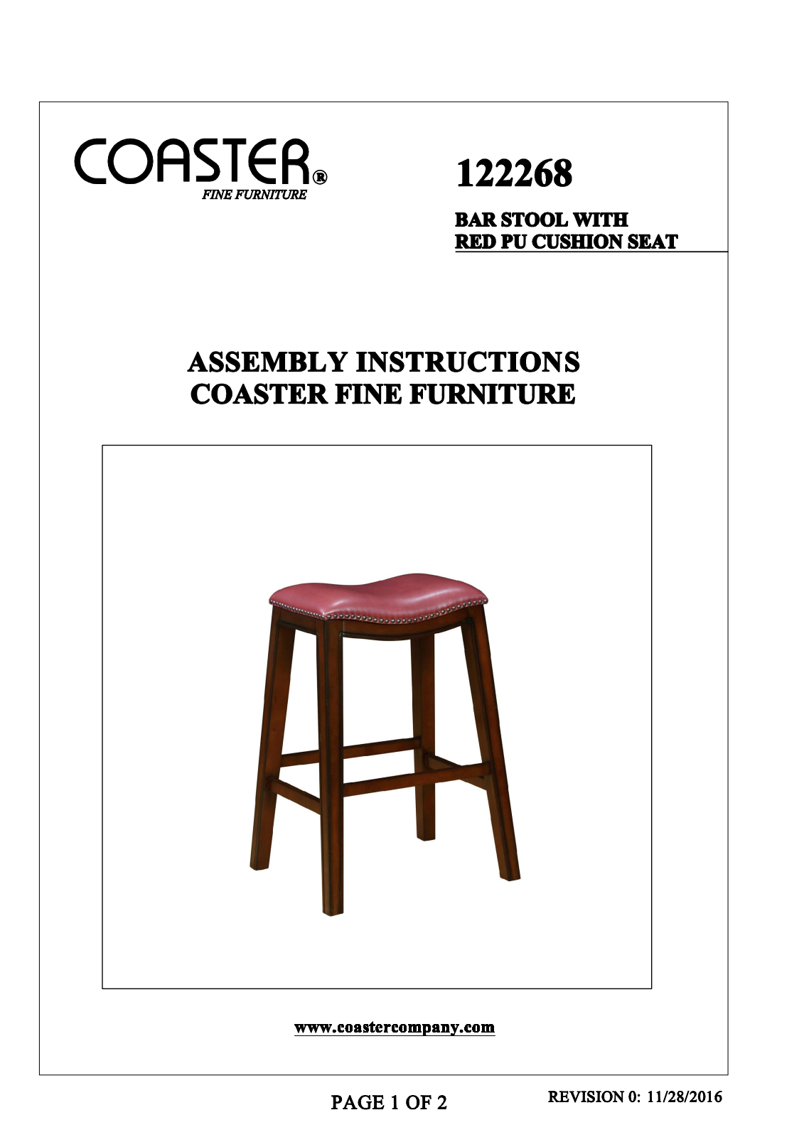 Coaster 122268 Assembly Guide