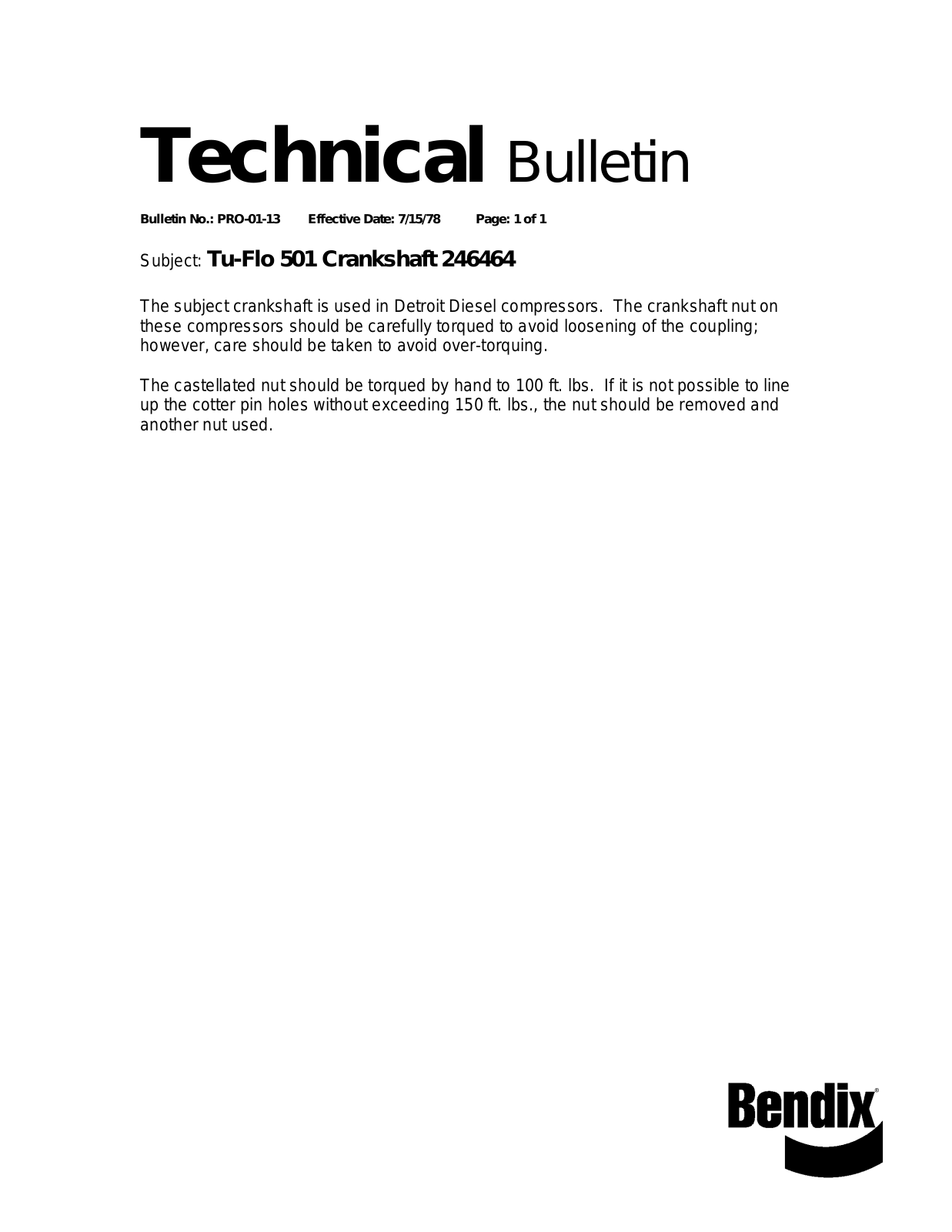 BENDIX TCH-001-013 User Manual