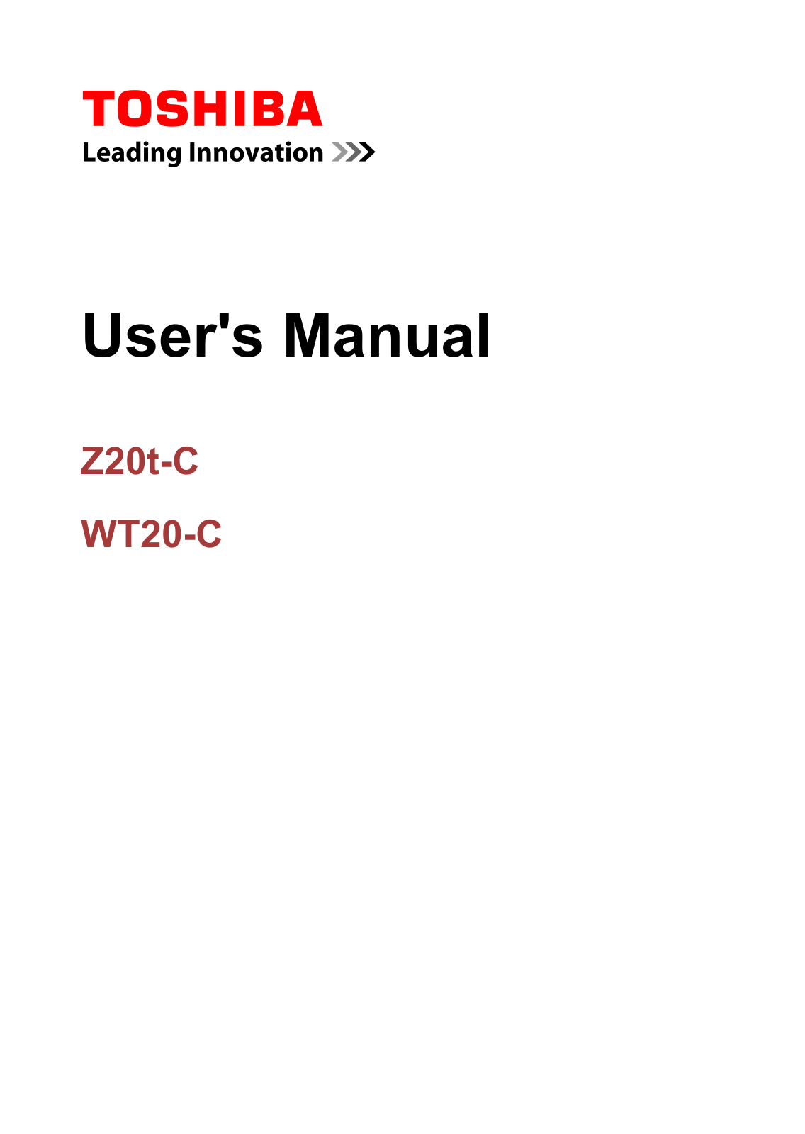 Toshiba WT20 - C User's Manual