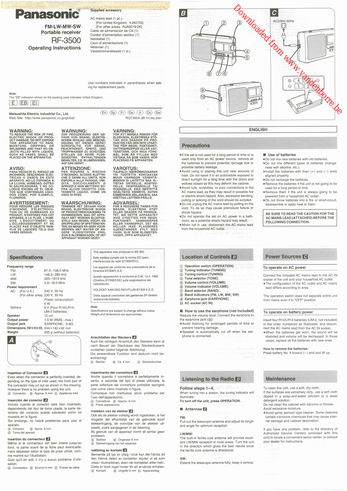 PANASONIC RF-3500 User Manual