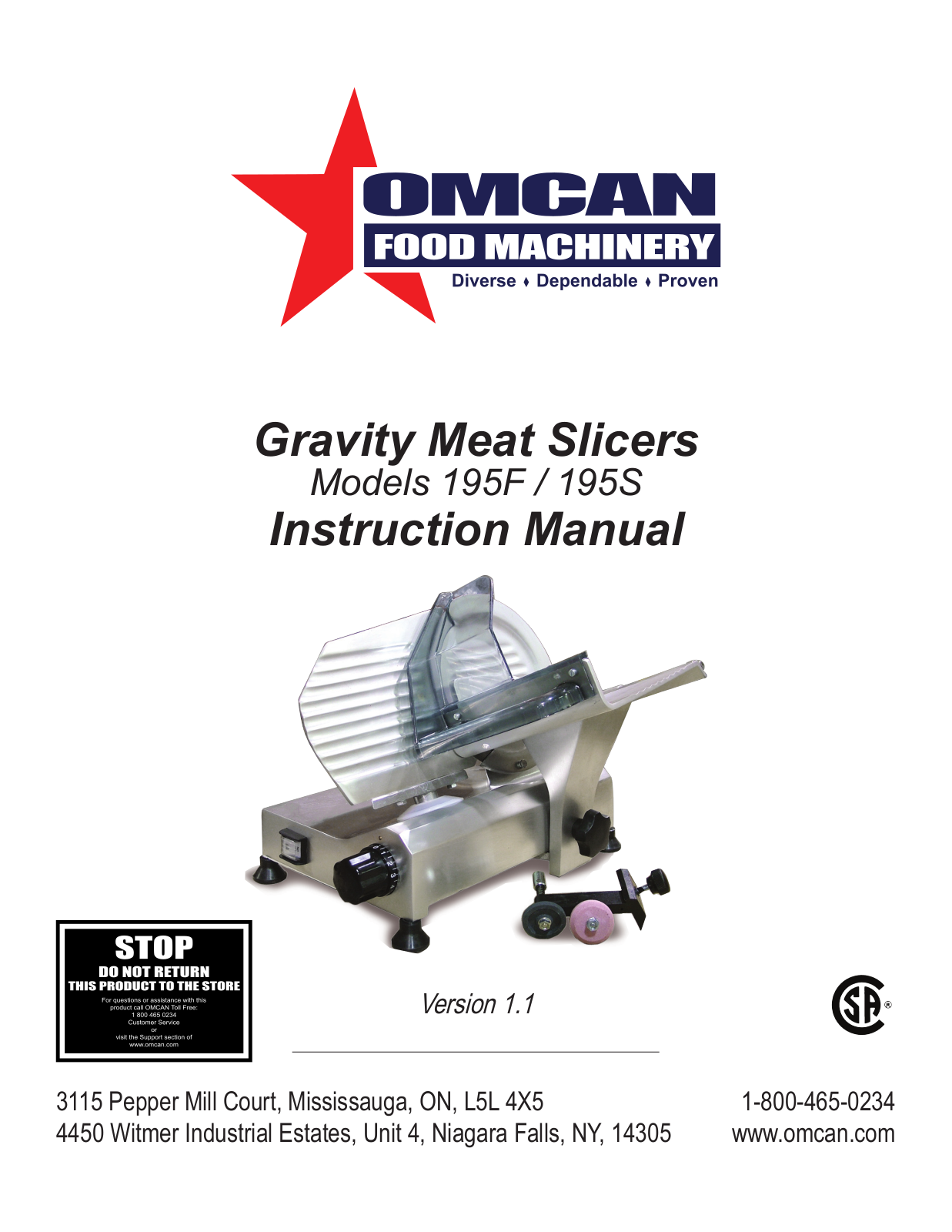 Omcan Food Machinery 195F Installation  Manual