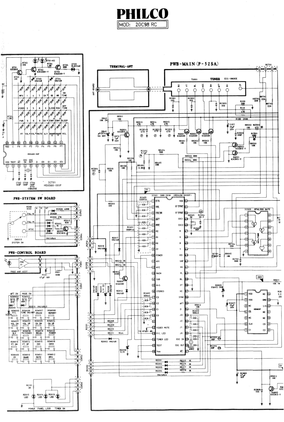 Philco 20C98 RC Schematic