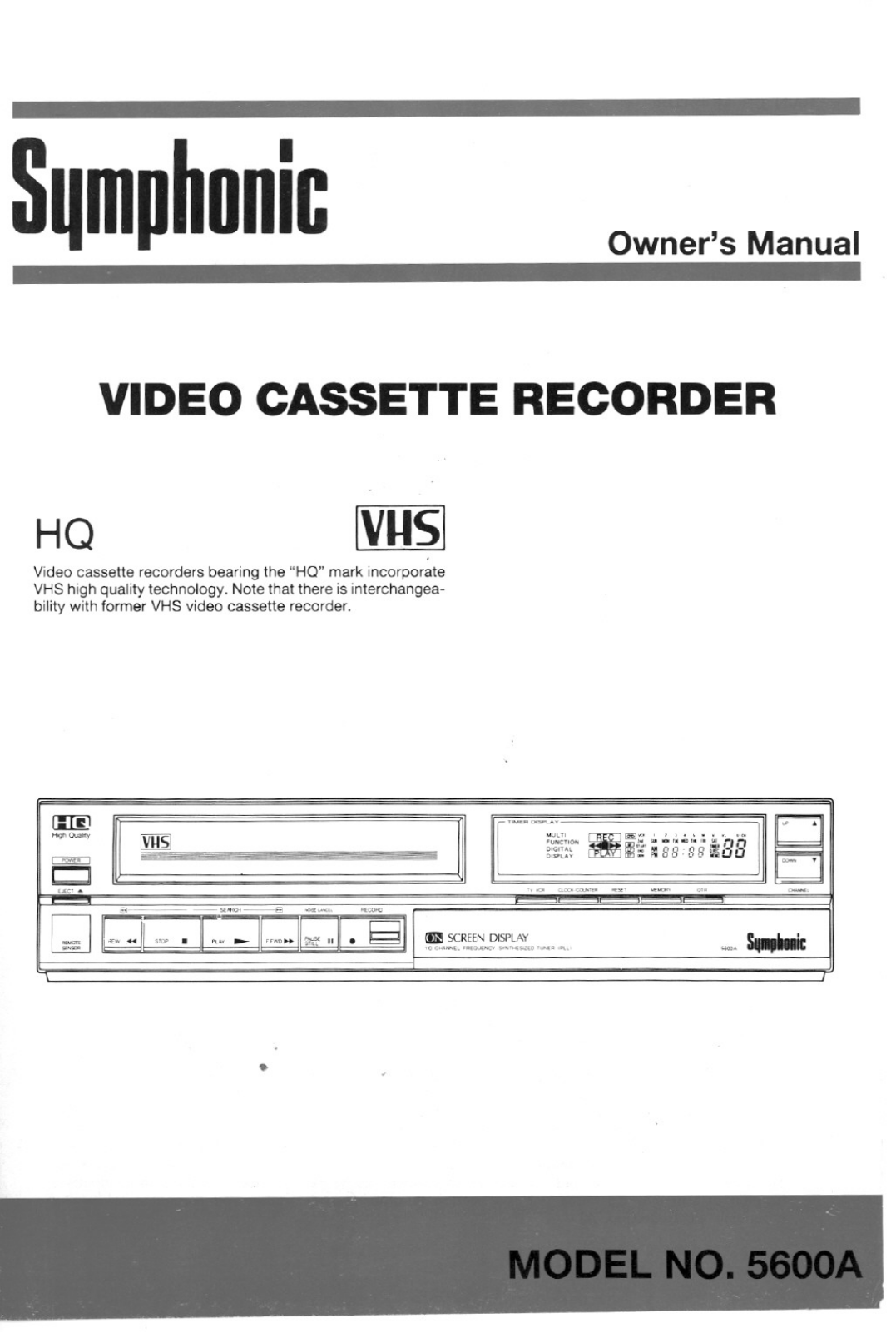 Symphonic 5600A User Manual