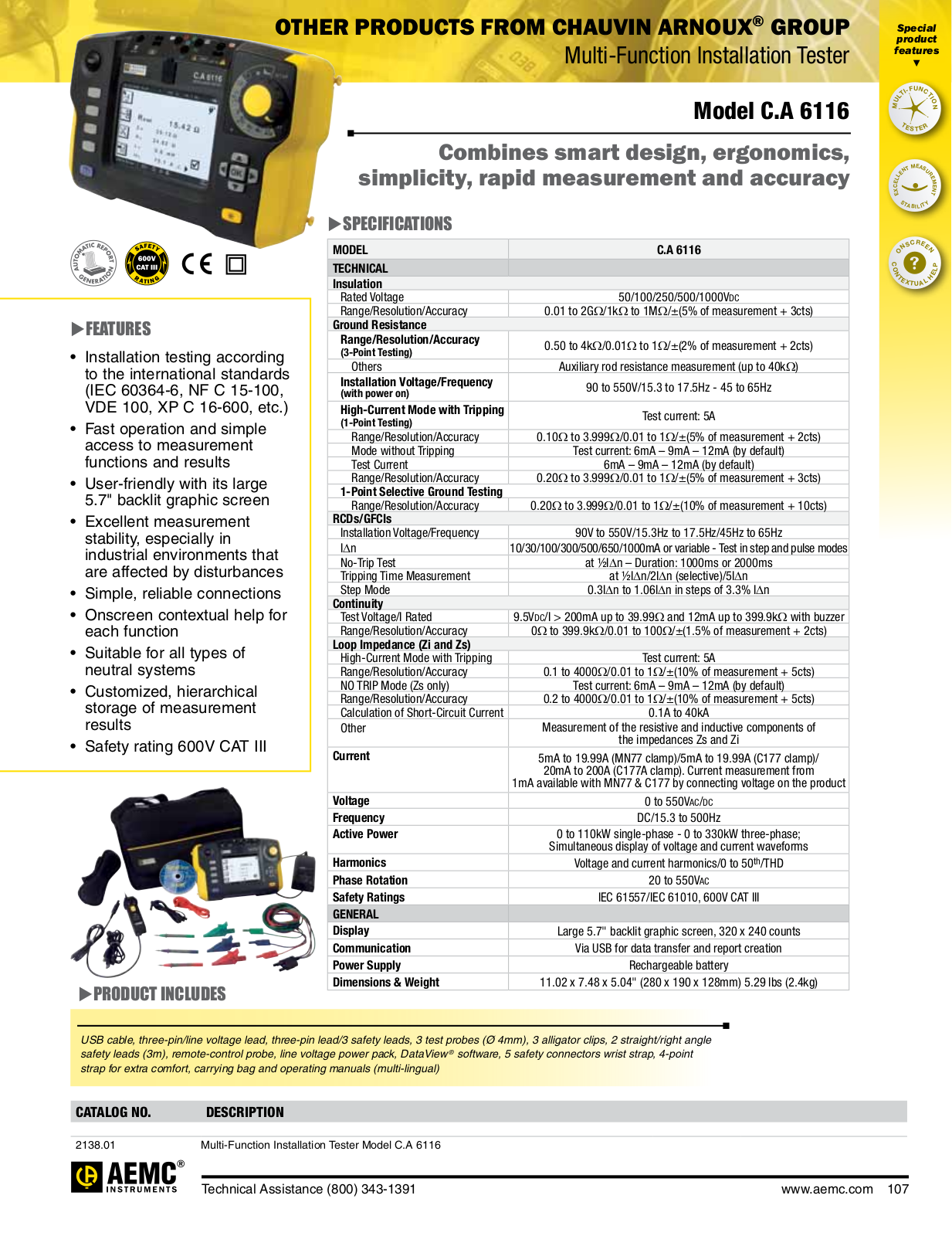 AEMC CA6116 Data sheet