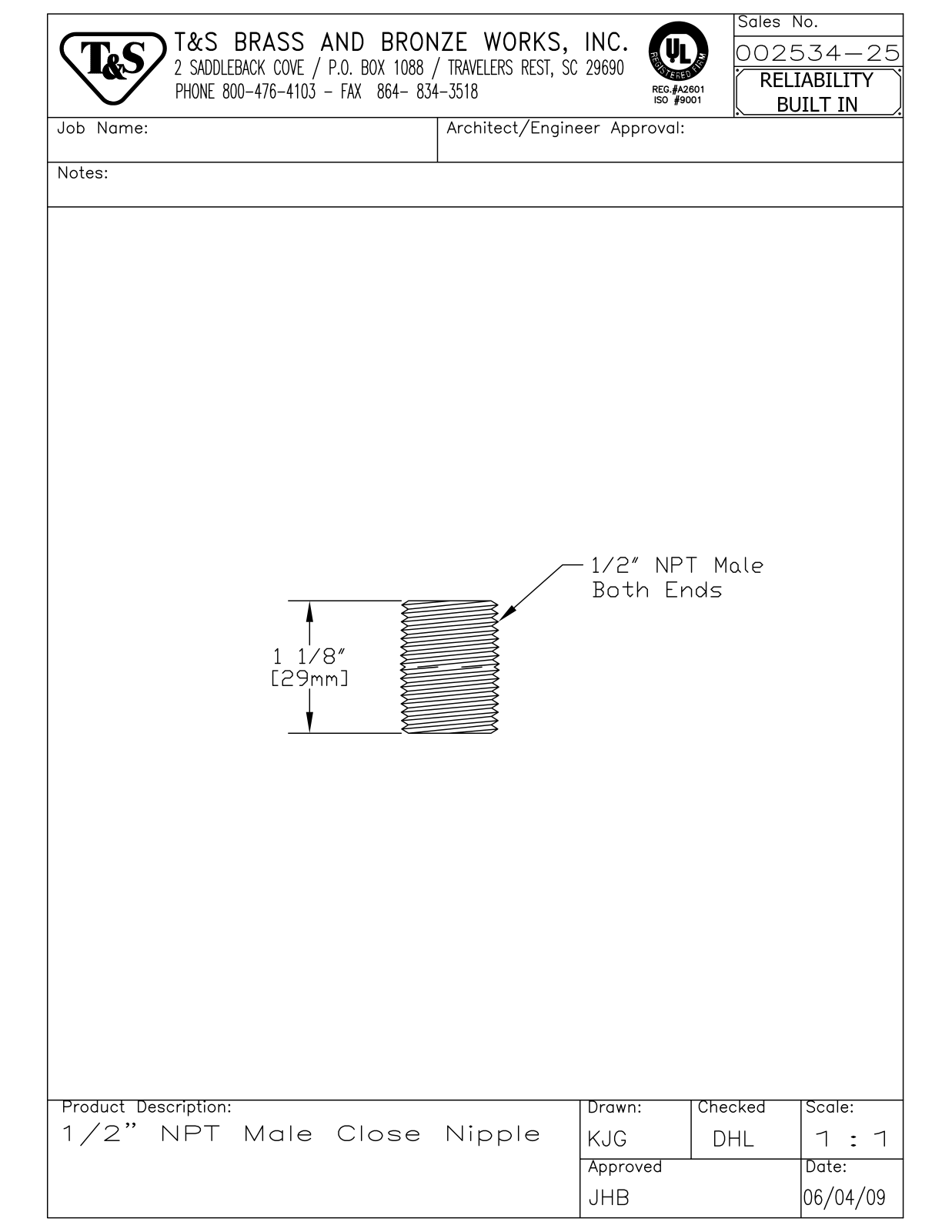 T&S Brass 002534-25 User Manual