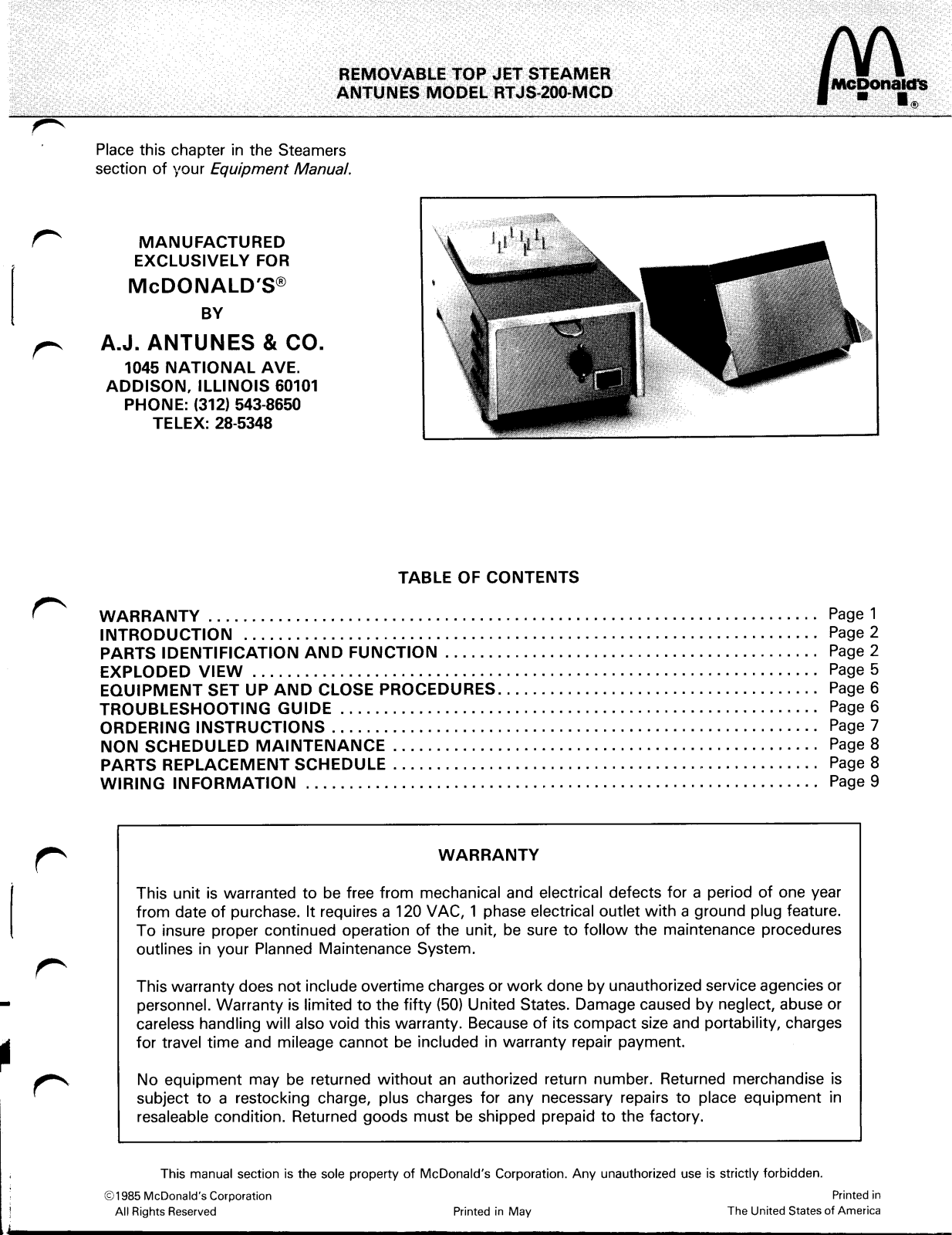 Antunes RTJS-200-MCD Installation Manual