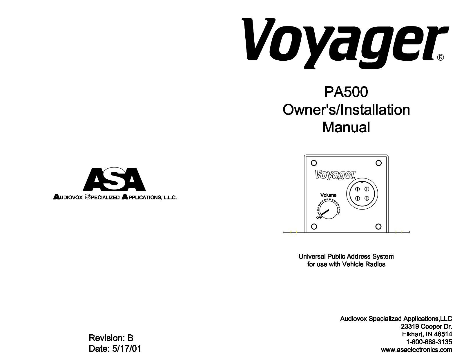 Audiovox PA500 User Manual