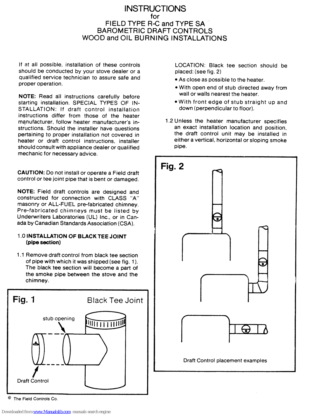 Field Controls 4592700, R-C, SA Instructions Manual