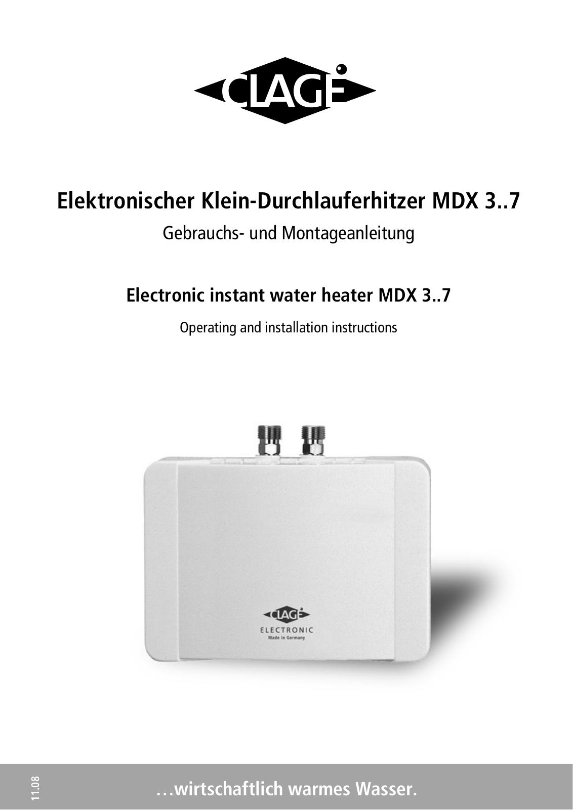 CLAGE MDX3, MDX4, MDX5, MDX6, MDX7 User Manual