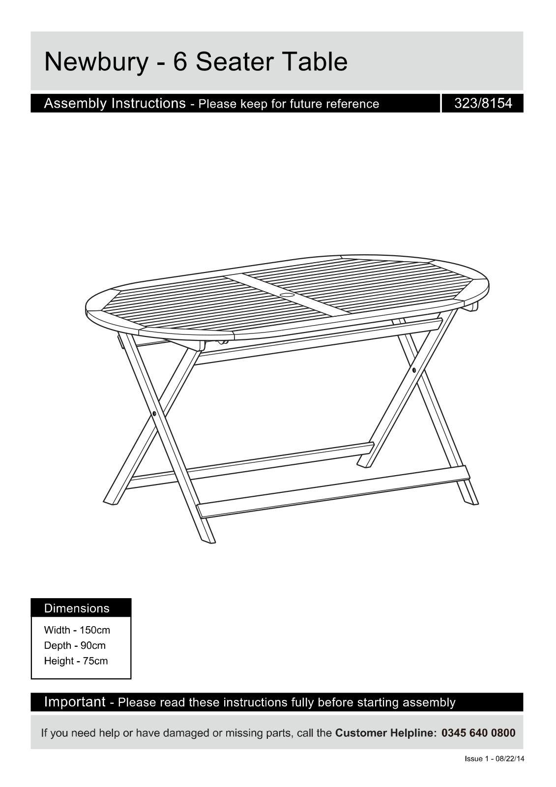 Argos VNS.T1827.0075 ASSEMBLY INSTRUCTIONS