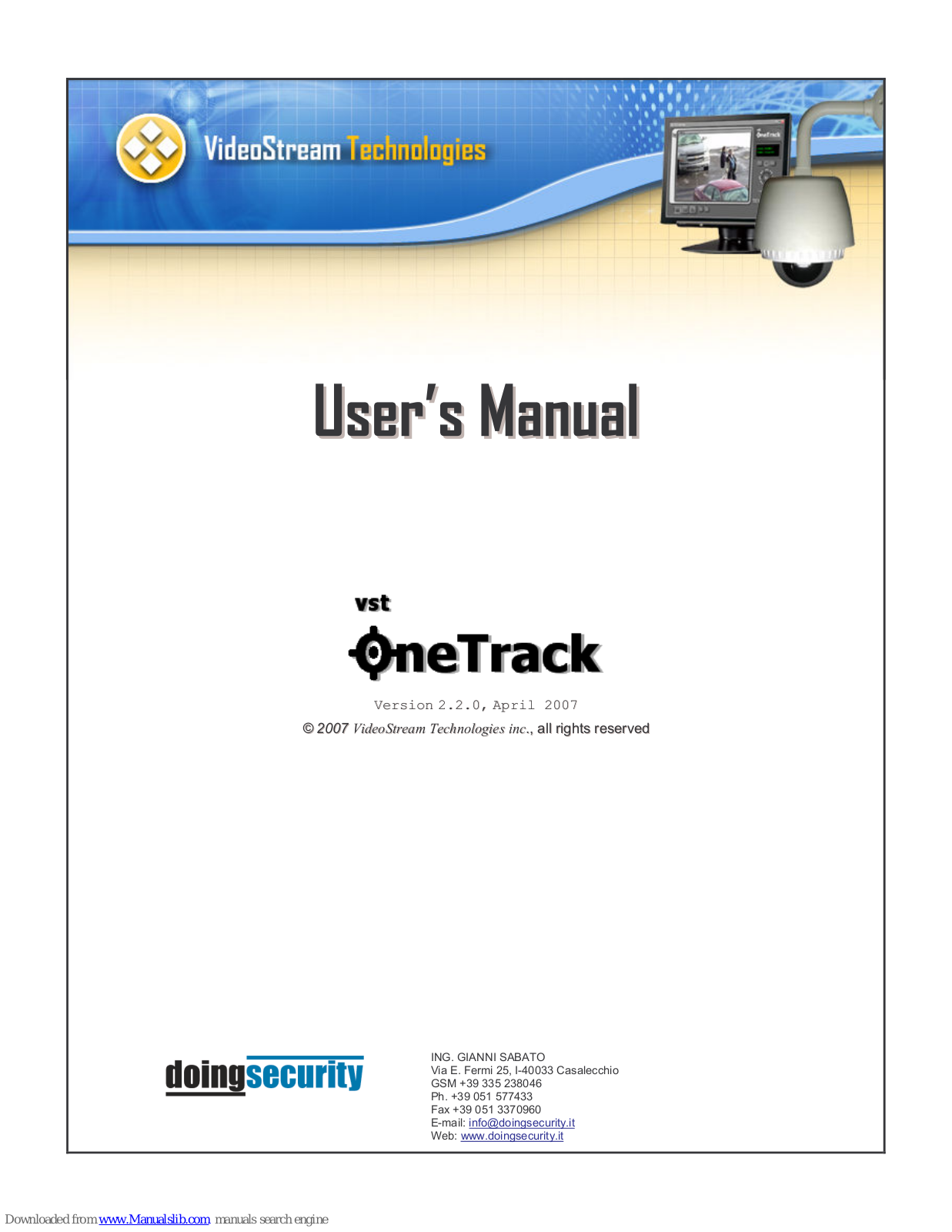 VST OneTrack, OneTrack ATV SD518SN, OneTrack ATV SD523SN User Manual - ManualMachine.com