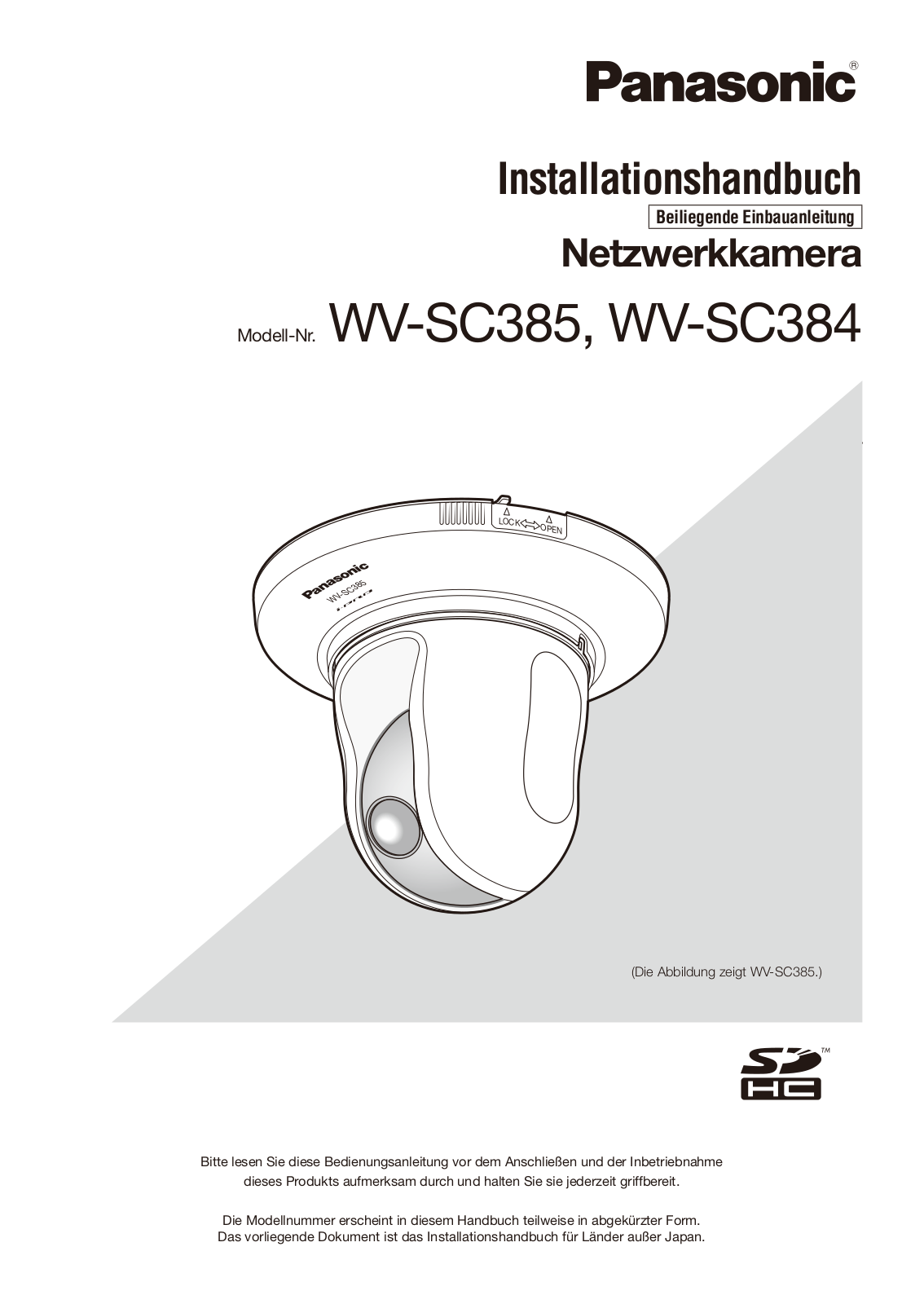 Panasonic WV-SC385, WV-SC384 Installation Manual