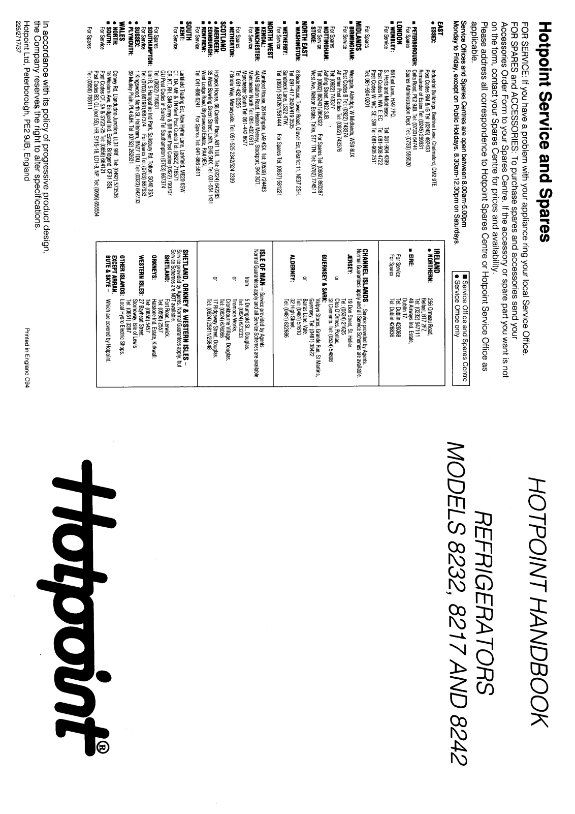 Hotpoint 8217 User Manual