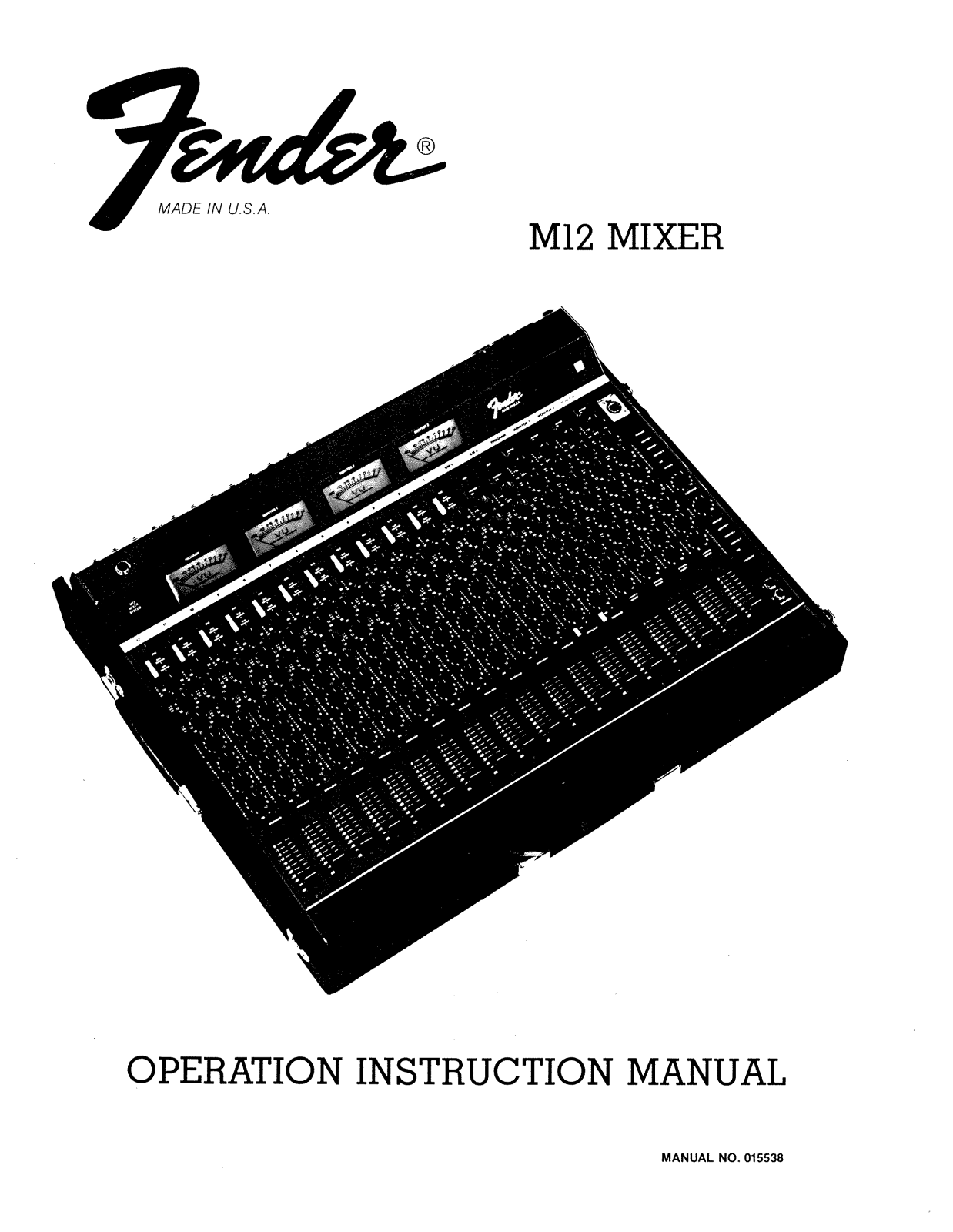 Fender M12-Mixer Operation Manual