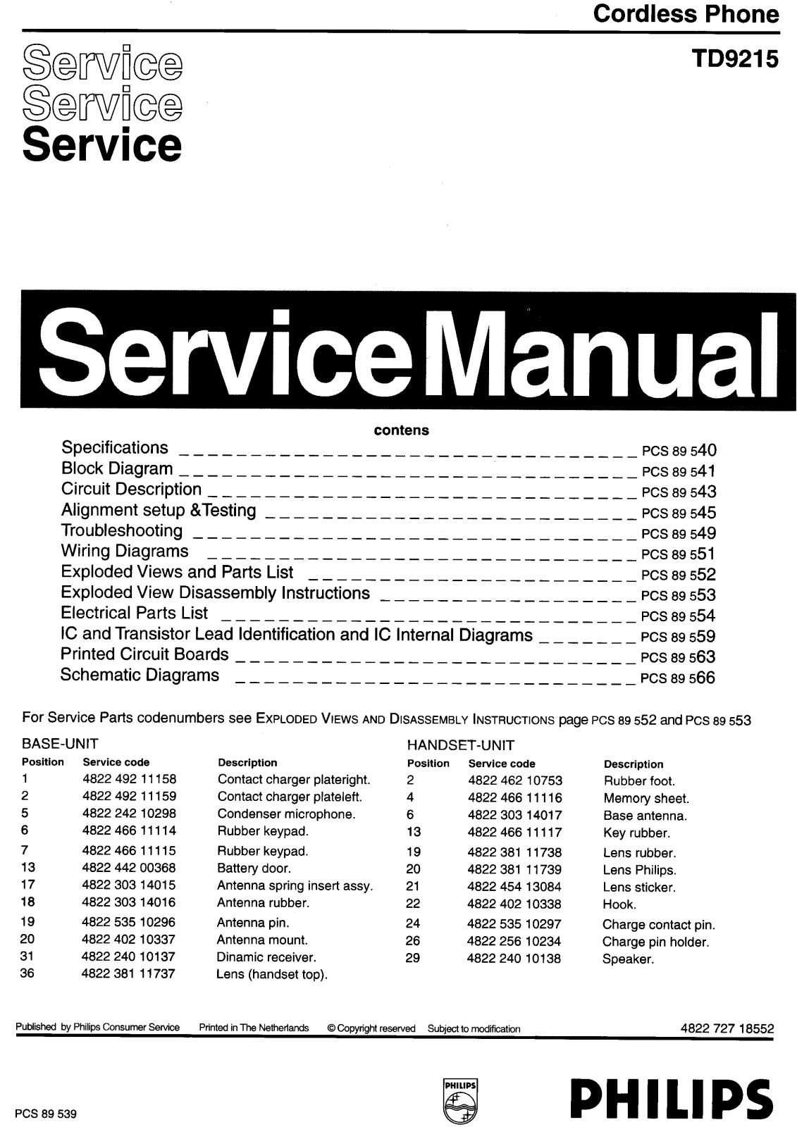 Philips TD9215 Service Manual