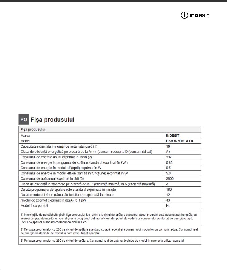 INDESIT DSR 57M19 A S EU User Manual