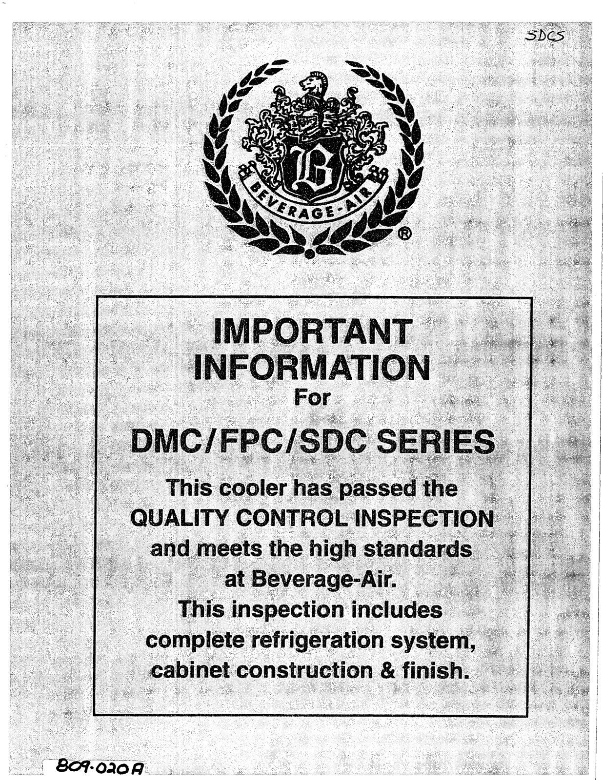 Beverage Air DMC6 Installation Manual