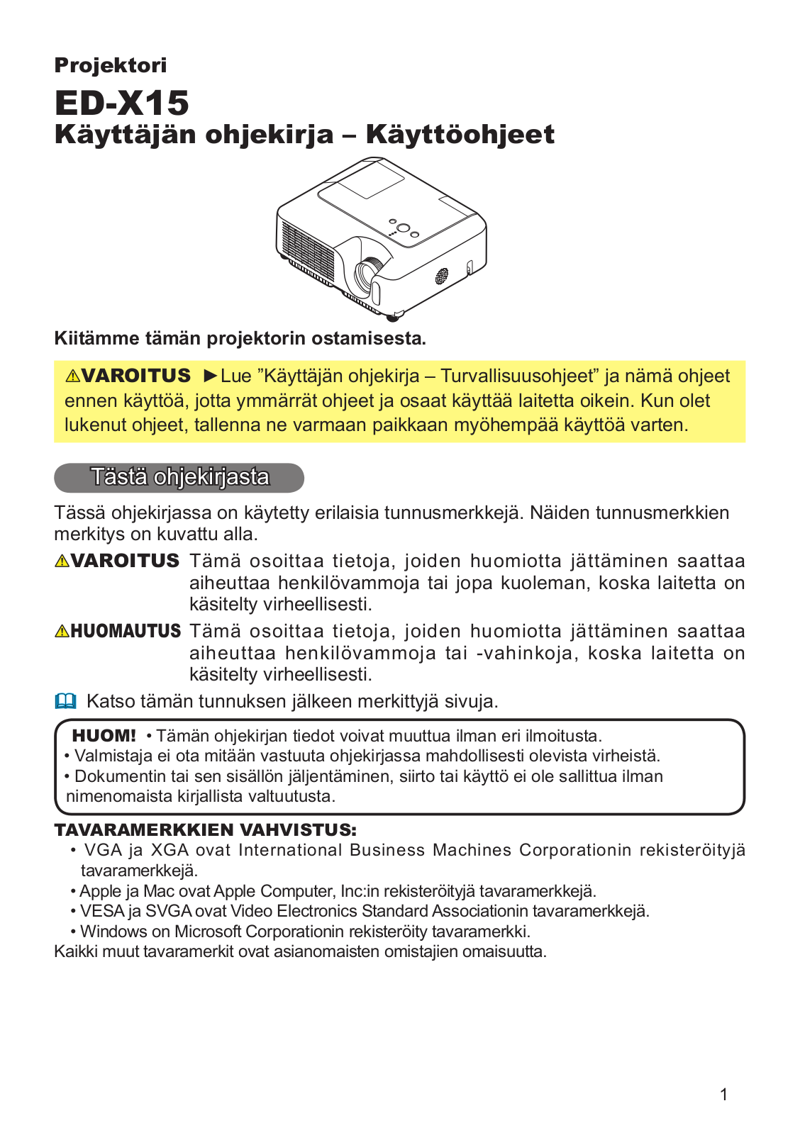 Hitachi ED-X15EF User Manual