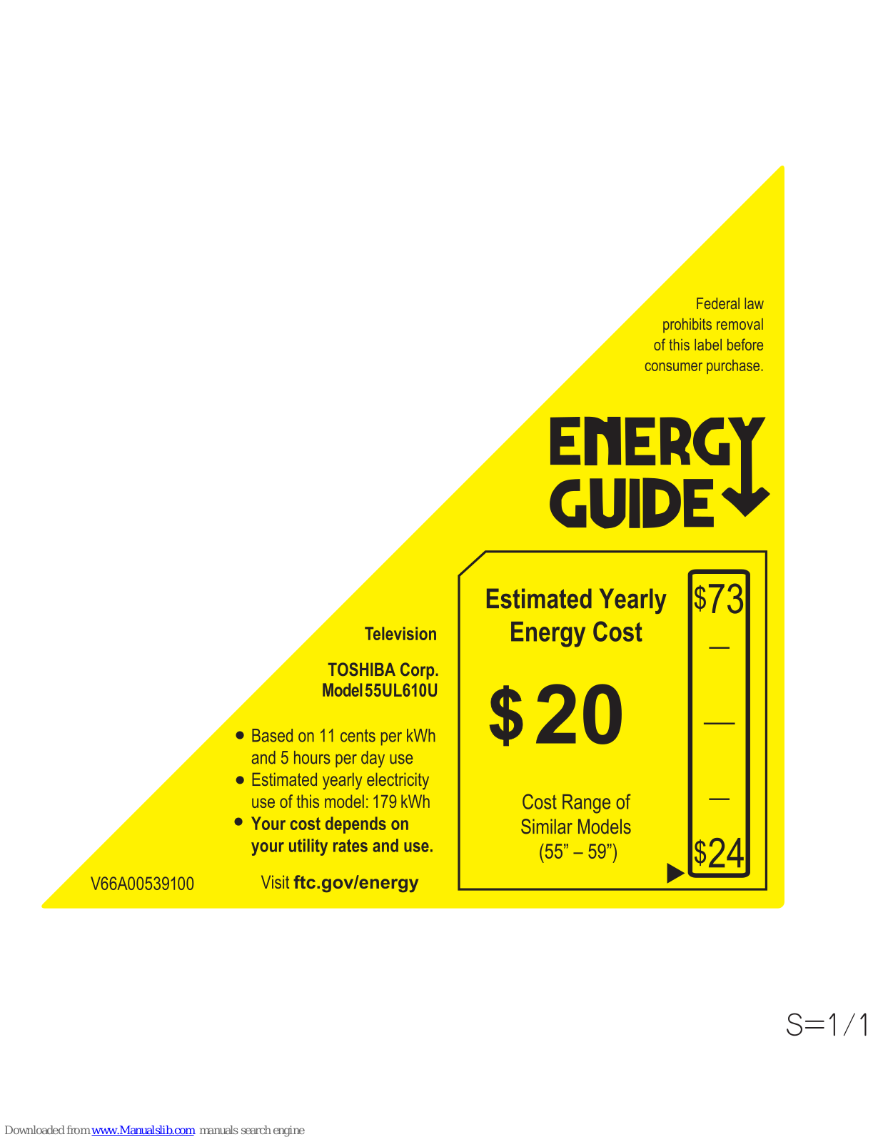 Toshiba 55UL610U Energy Manual