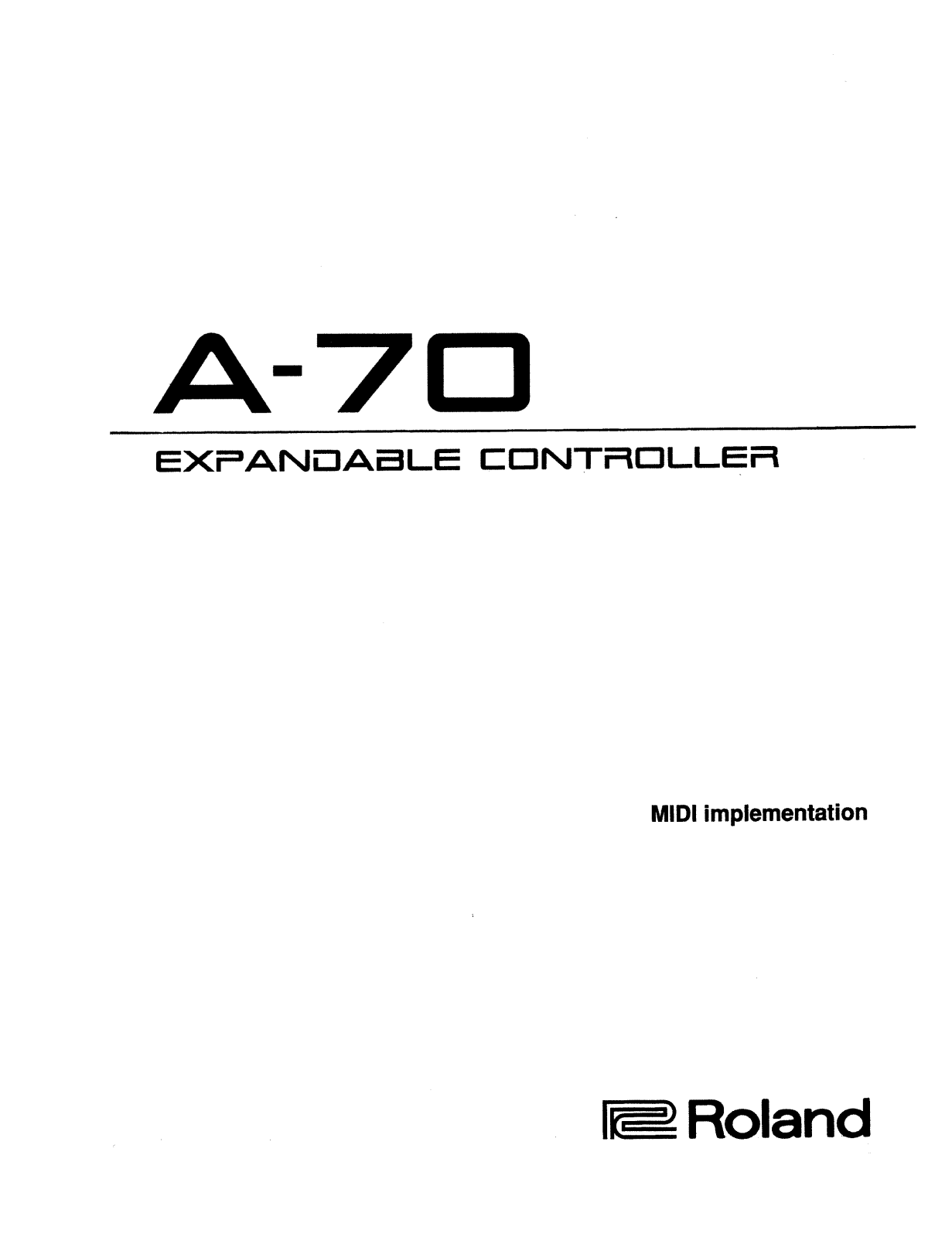 Roland Corporation A-70 User's Manual