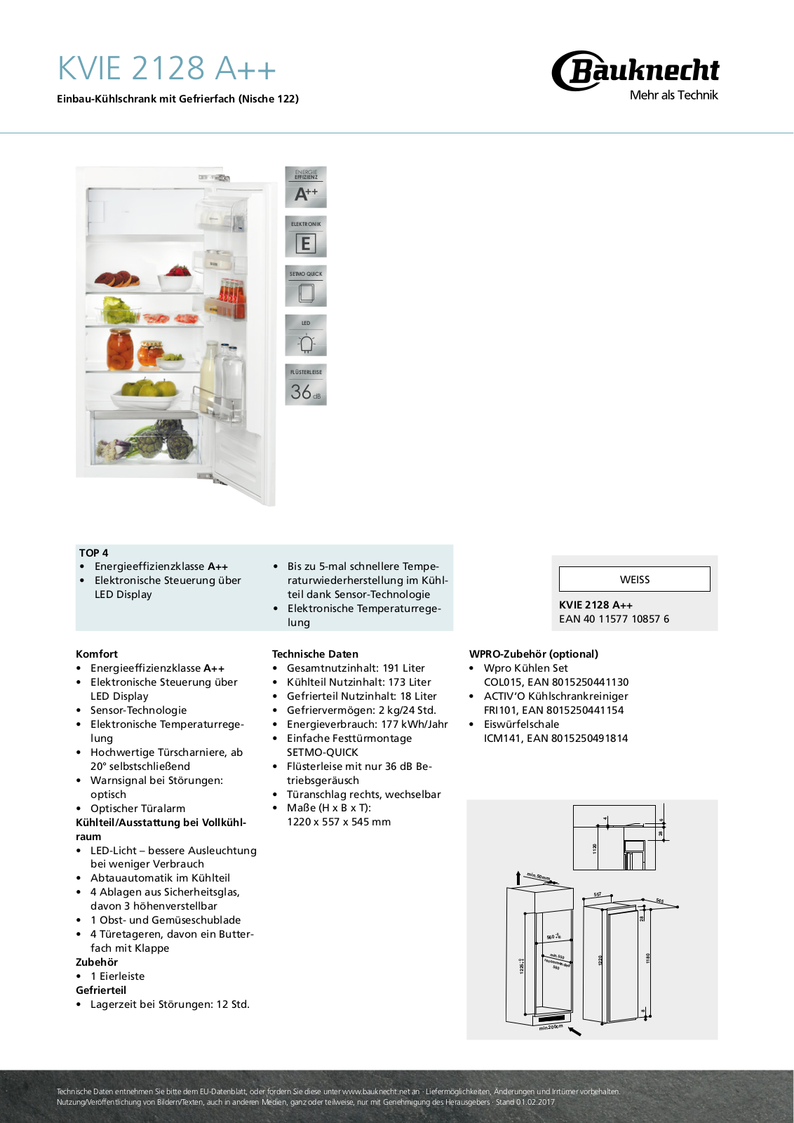 Bauknecht KVIE 2128 A++ User Manual