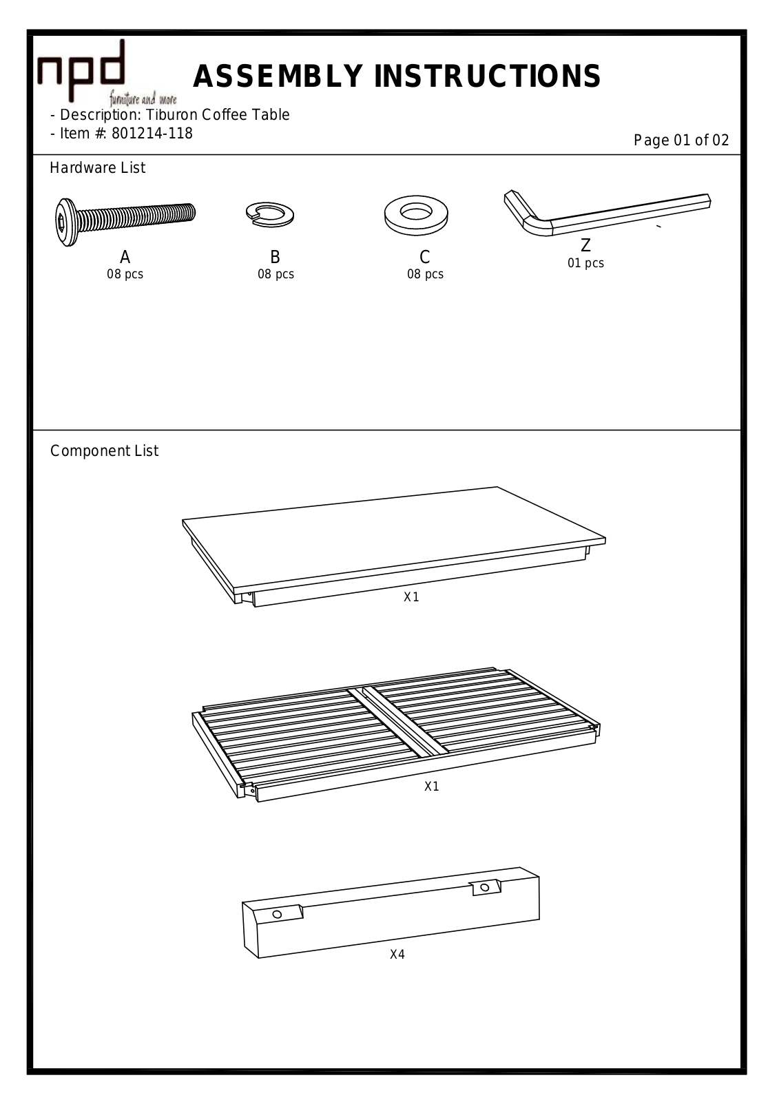 New Pacific Direct 801214118 User Manual