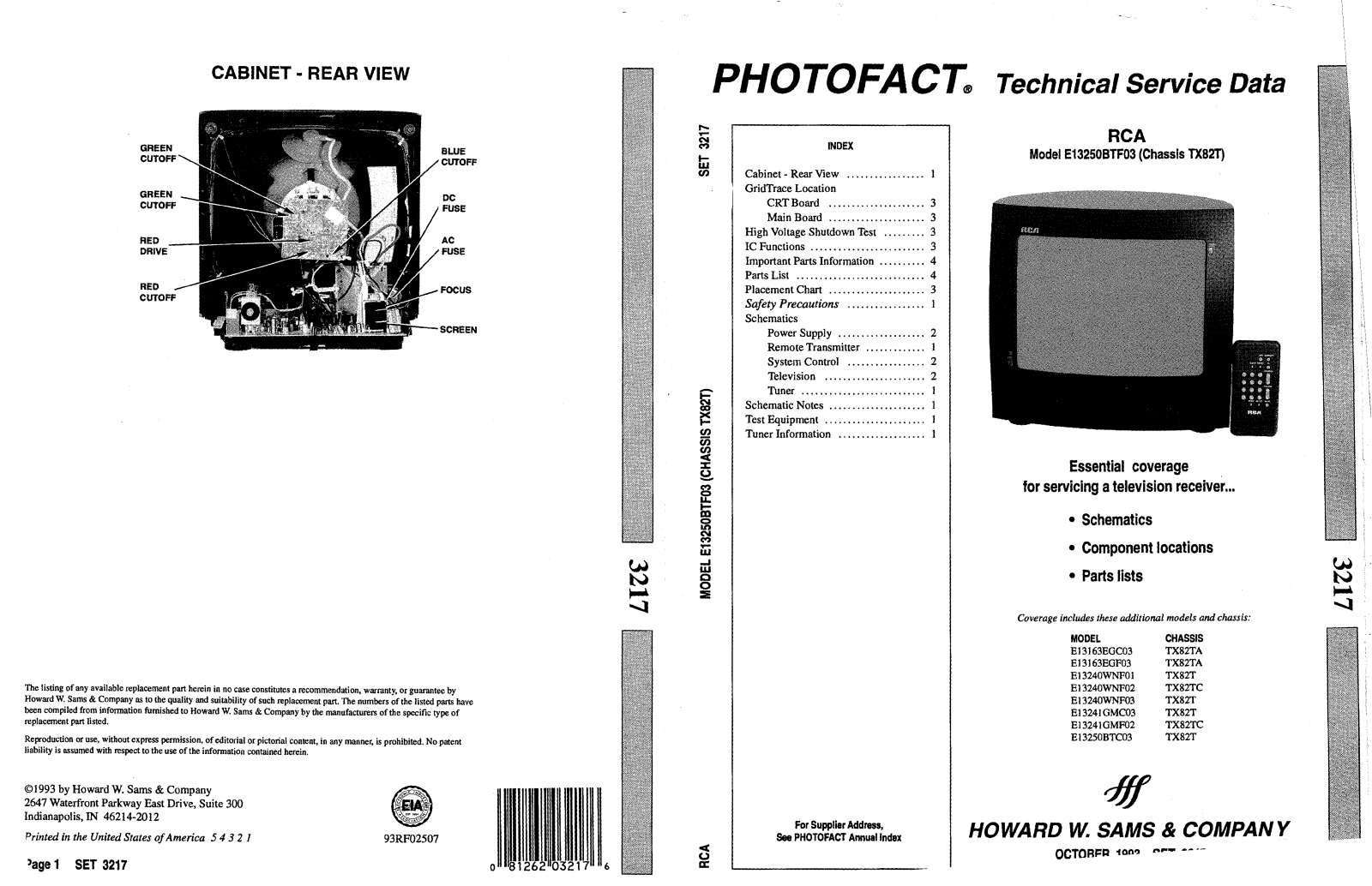 RCA TX82T, E13163, E13250 Service Manual