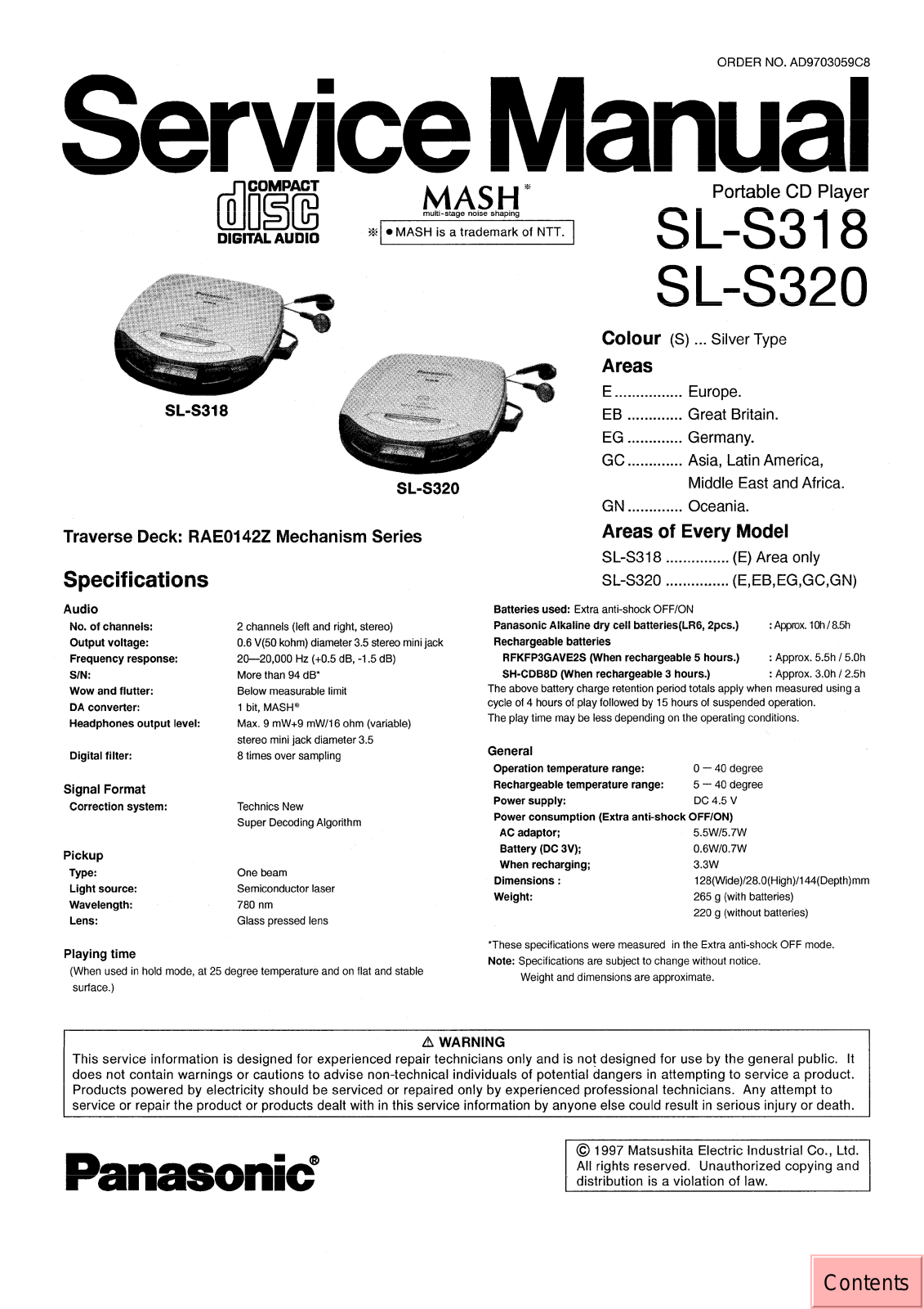 Technics SLS-320 Service manual