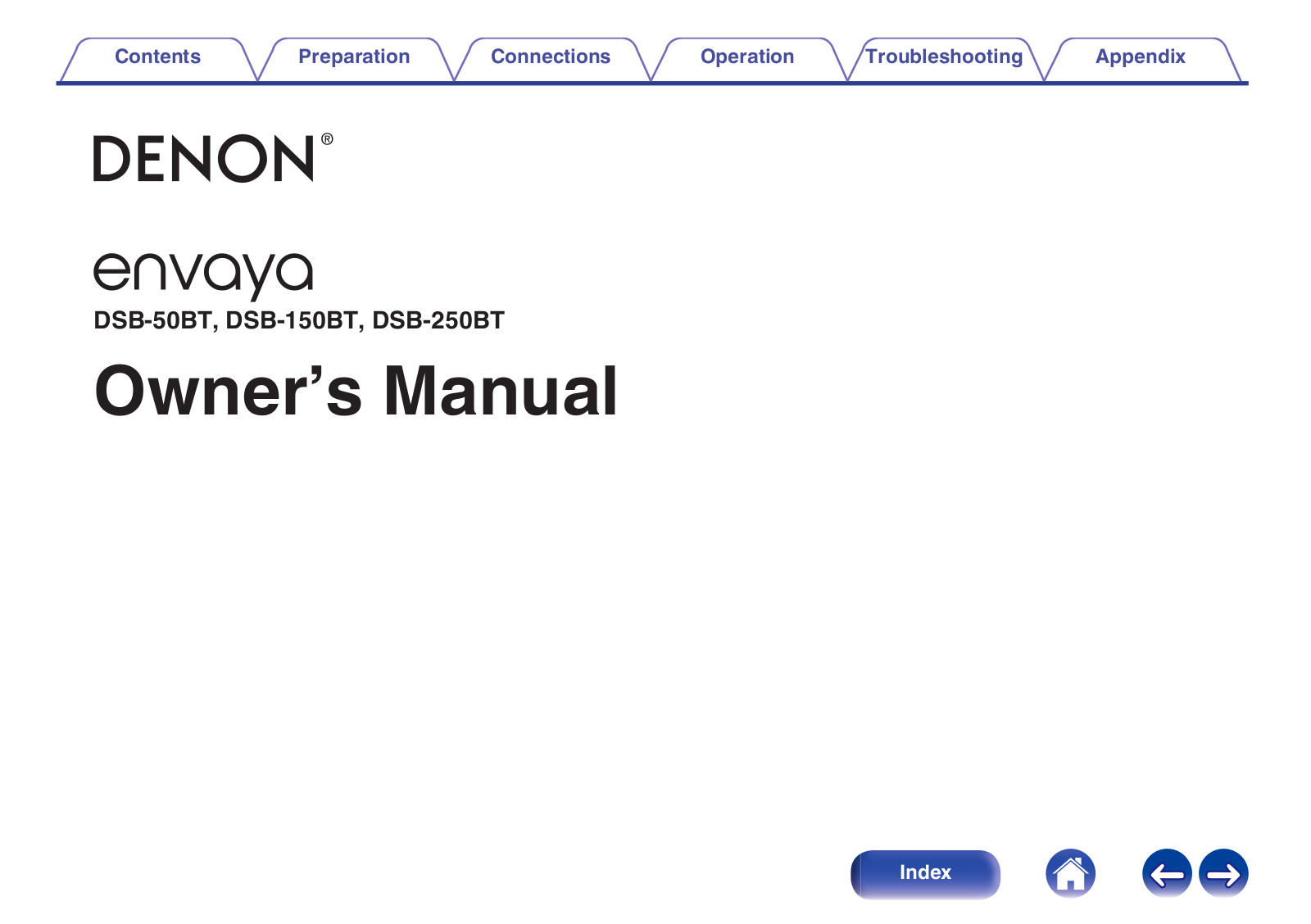 Denon Envaya DSB-150BT, Envaya DSB-50BT, Envaya DSB-250BT Owner's Manual