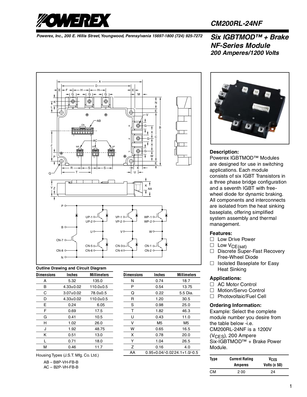 Powerex CM200RL-24NF Data Sheet