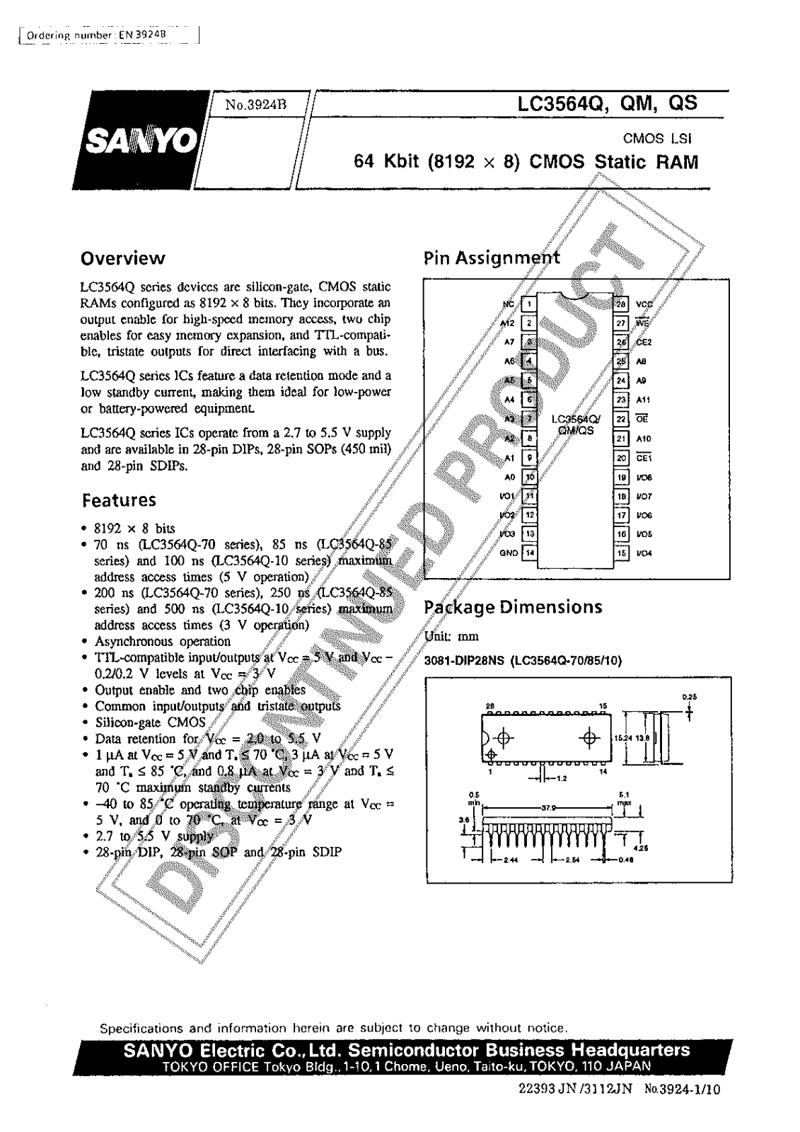 Sanyo LC3564Q_SERIES Specifications