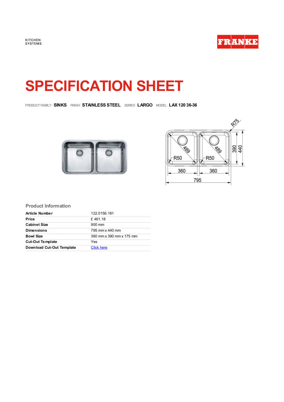 Franke Foodservice LAX 120 36-36 User Manual