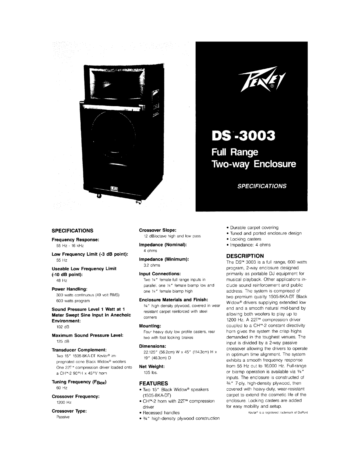Peavey DS-3003 DATASHEET