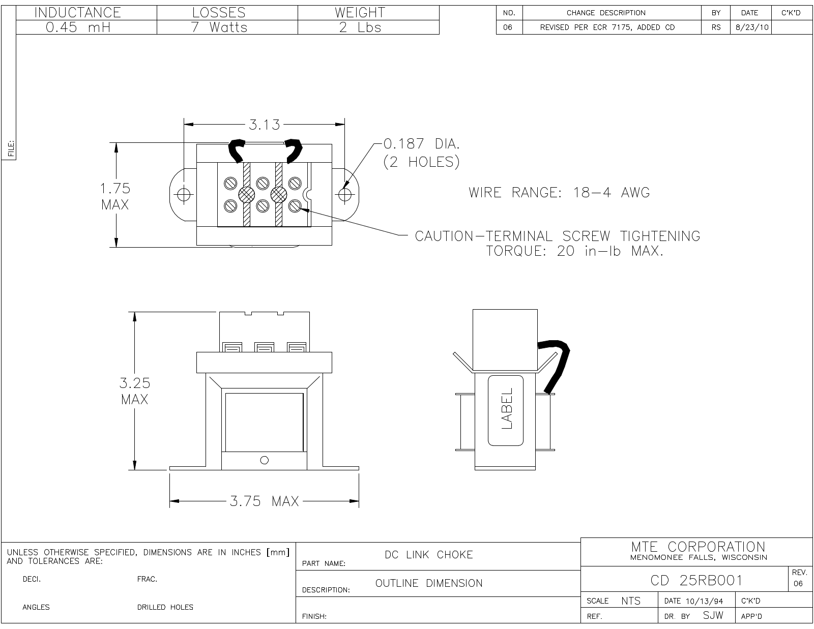 MTE CD 25RB001 CAD Drawings