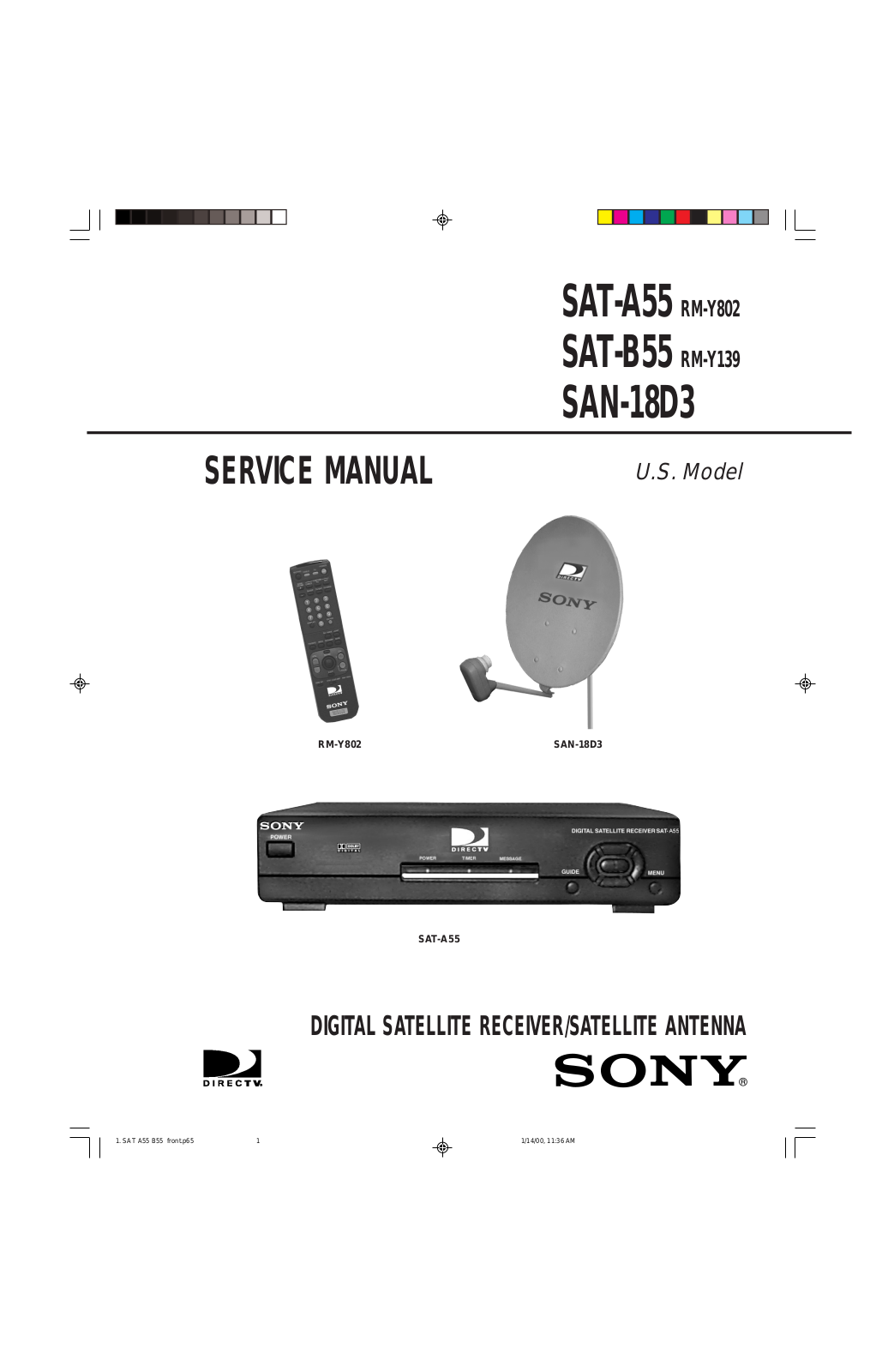 Sony SAT-A55 RM-Y802, SAT-B55, SAT-B55 RM-Y139 User Manual