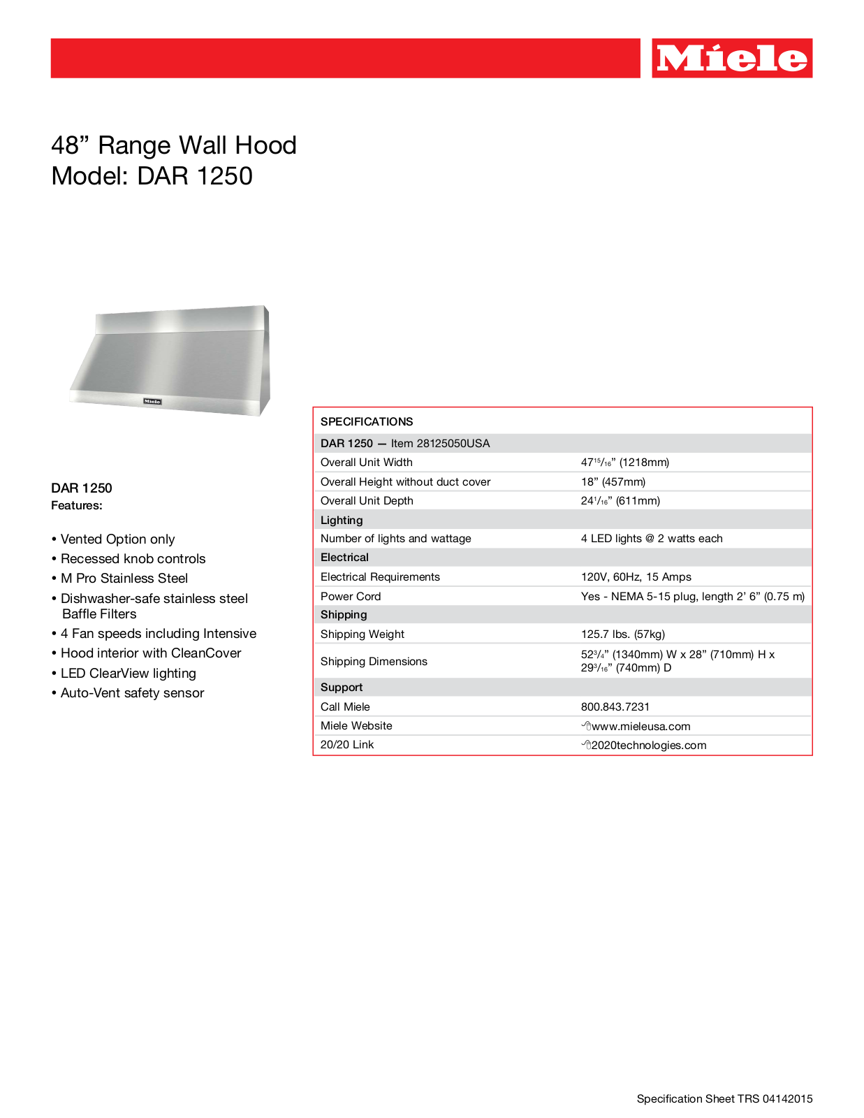 Miele DAR1250SSUB Specifications - ManualMachine.com