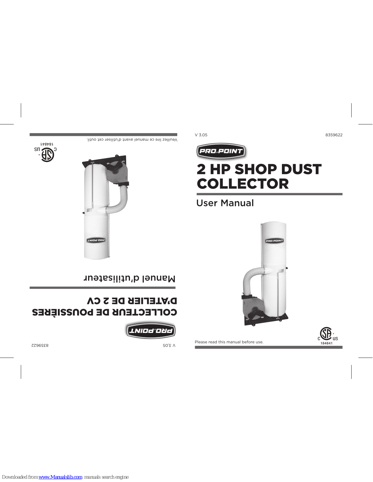 pro.point 8359622, 2HP Shop Dust Collector User Manual - ManualMachine.com
