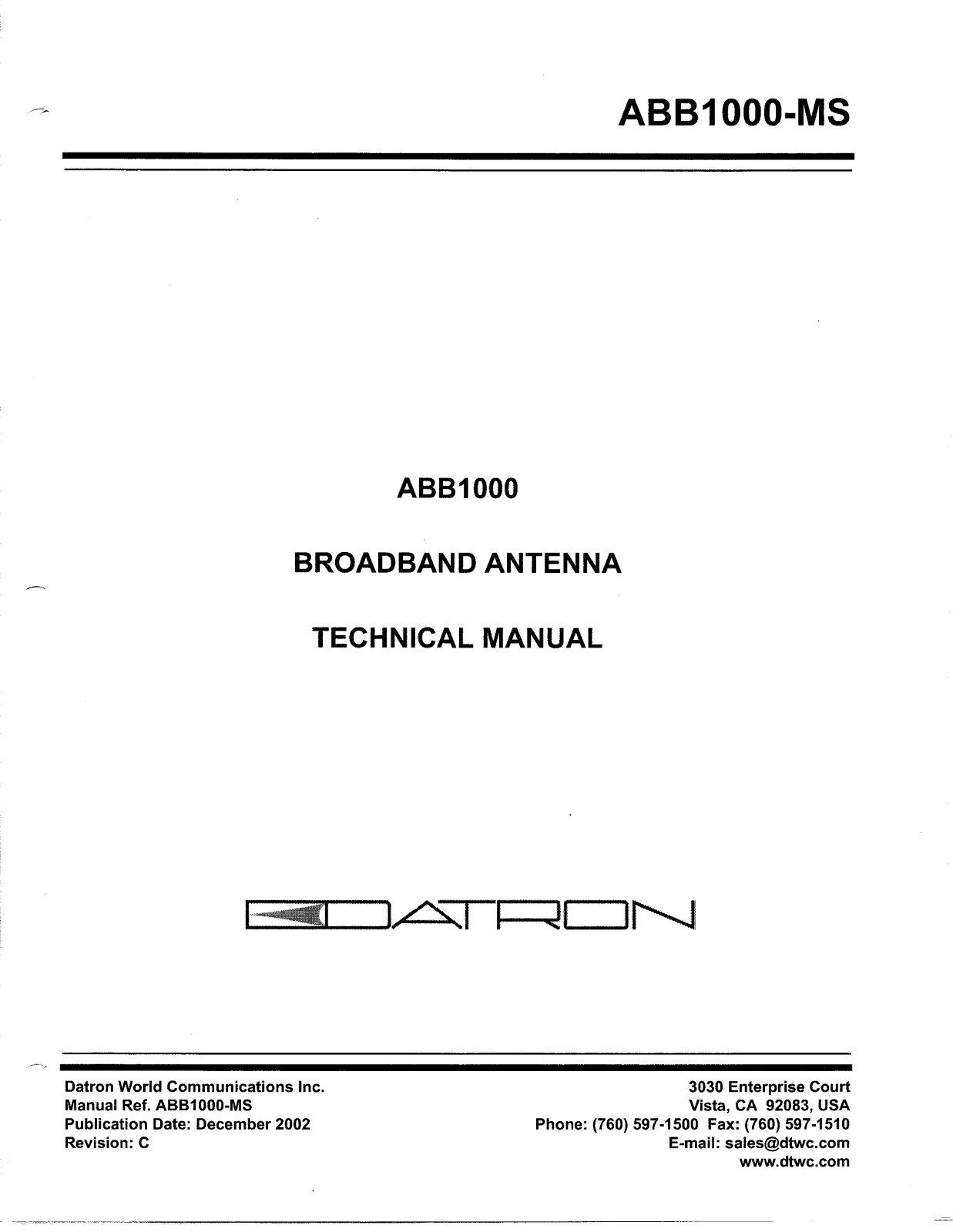 Datron ABB1000 User guide - ManualMachine.com