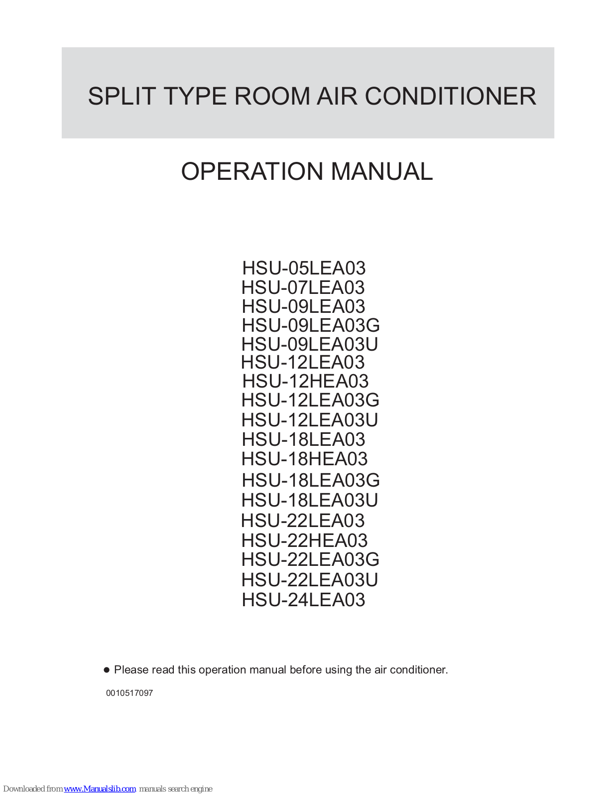 Haier HSU-12LEA13-W, HSU-18LEA13-W, HSU-182LD08, HSU-18HEA13, HSU-222LD08 Operation Manual