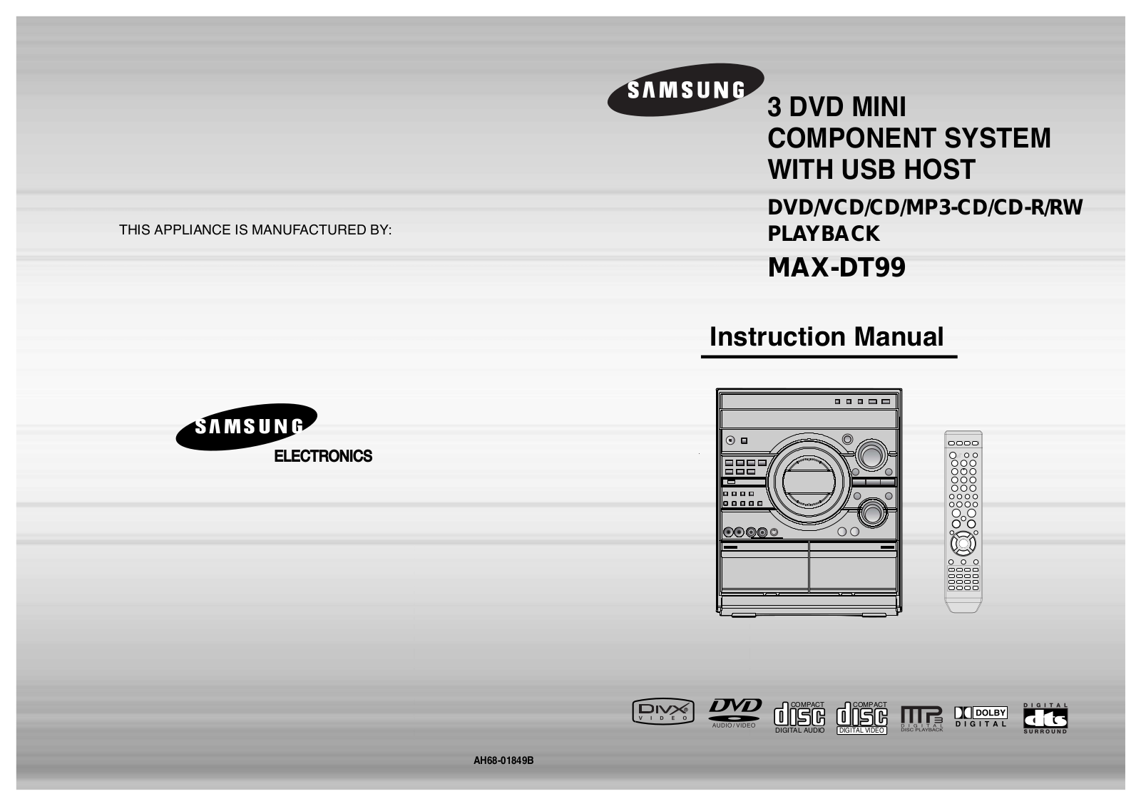 Samsung MAX-DT99T, MAX-DT99 User Manual