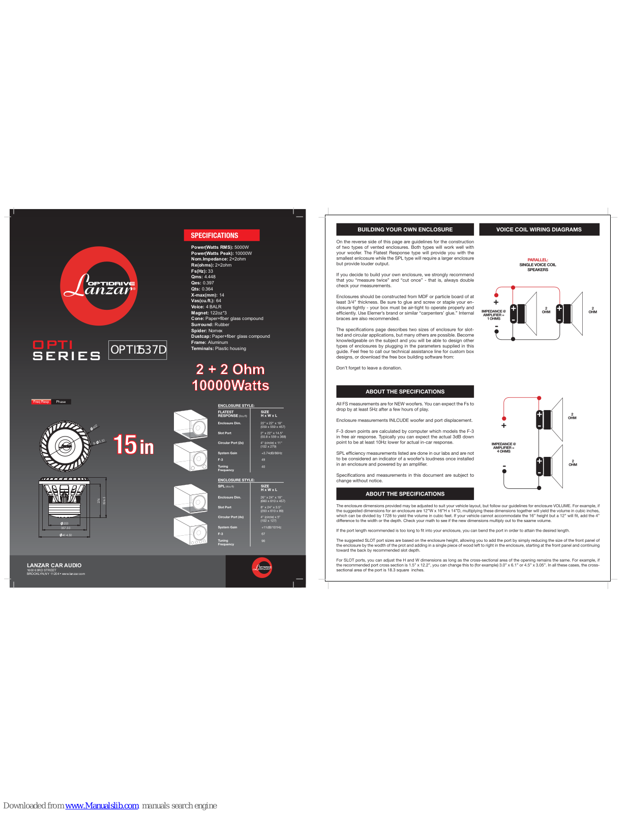 Lanzar OPTI1537D Specification - ManualMachine.com