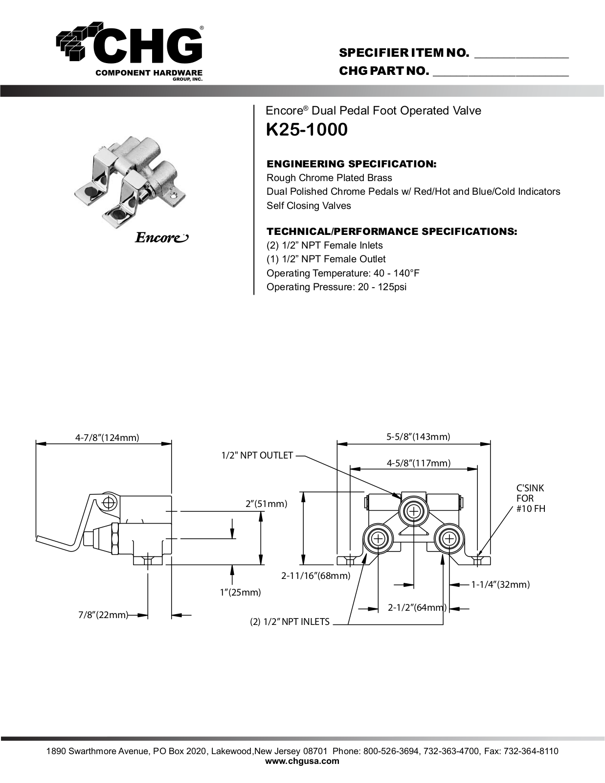 Component Hardware K25-1000, K25-0110 User Manual