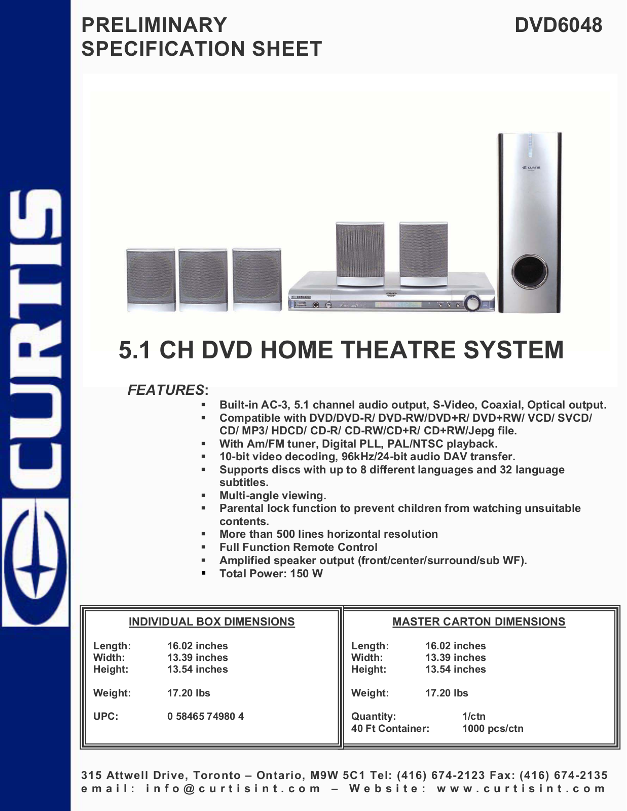 Curtis DVD6048 User Manual