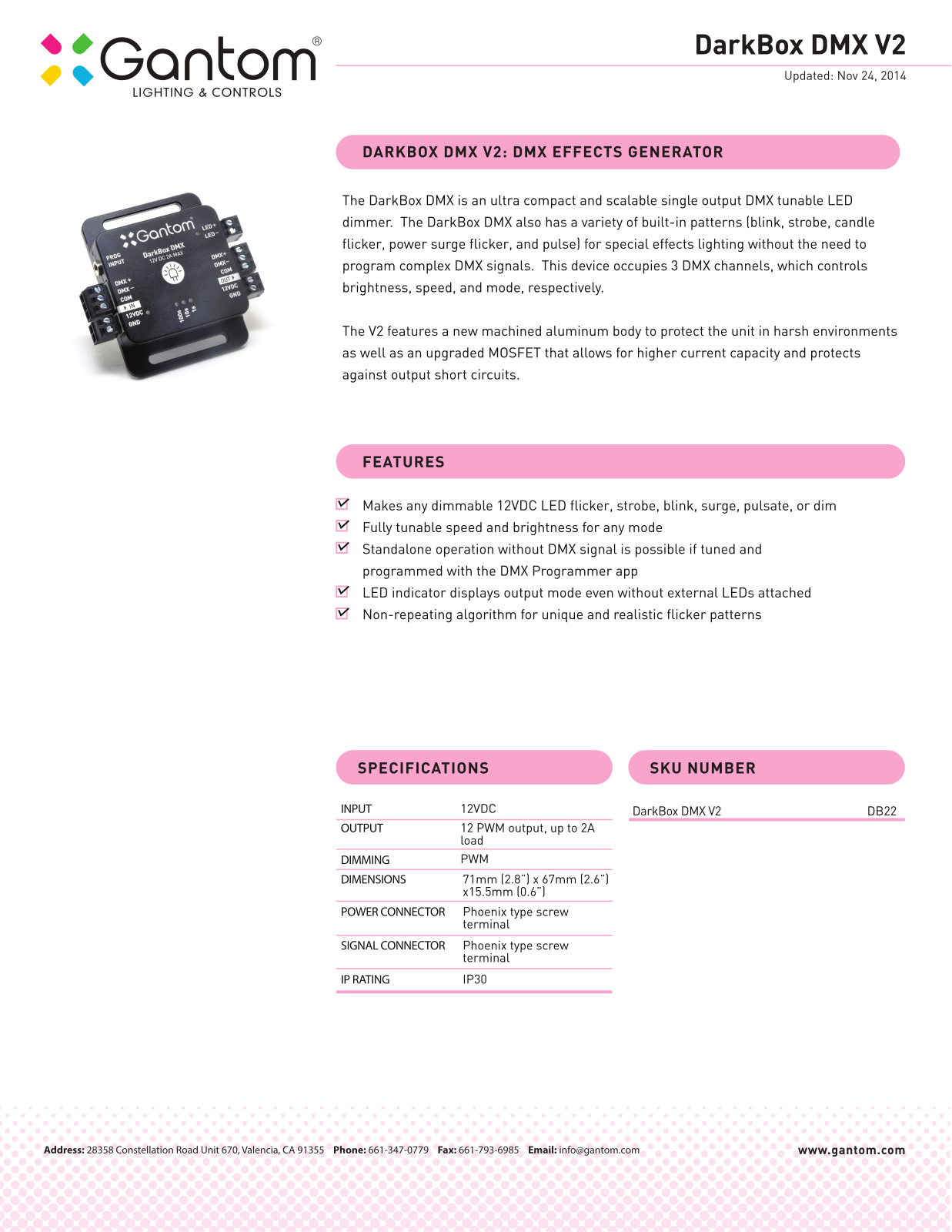 Gantom DB22 Datasheet