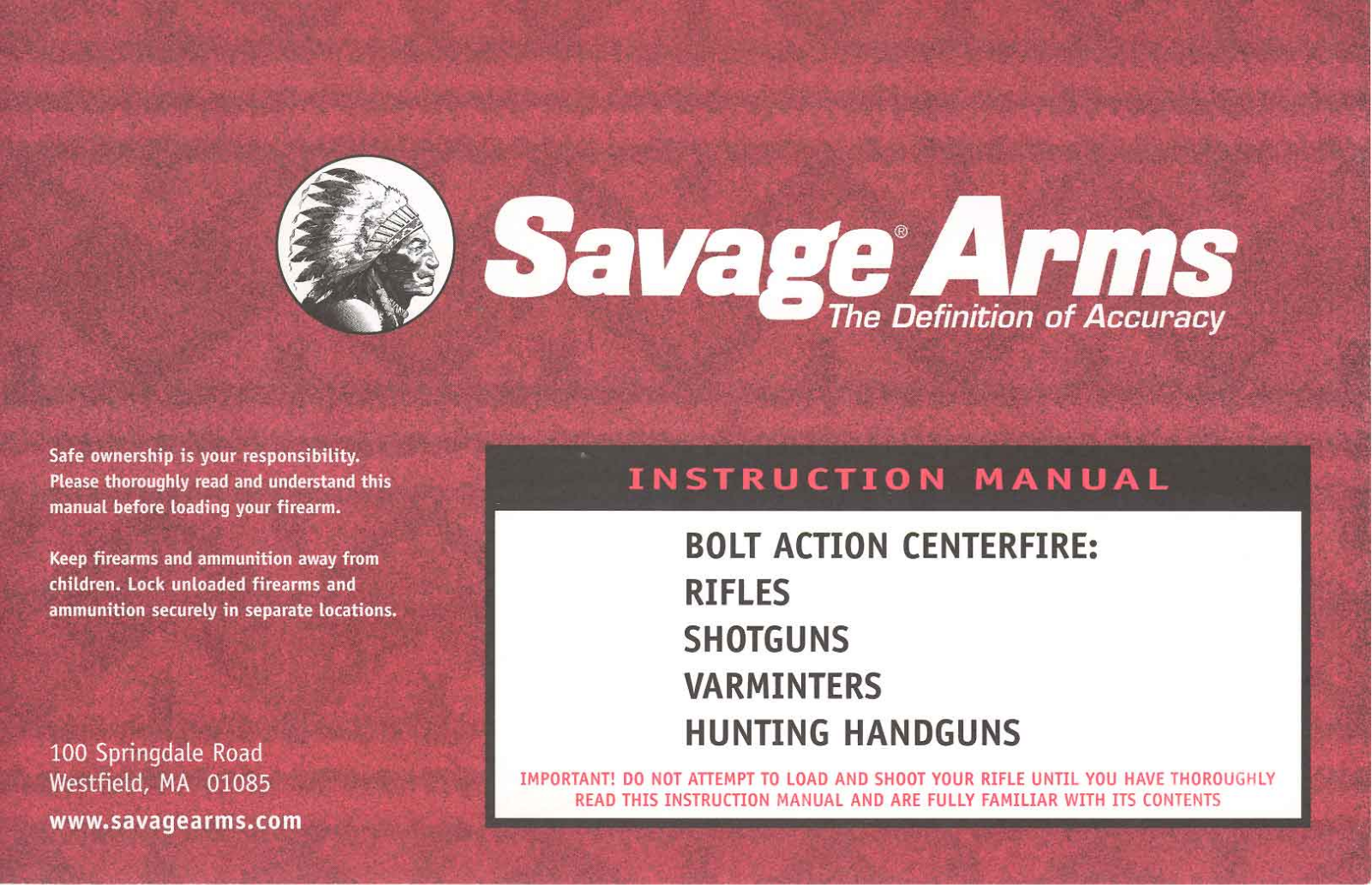 Savage Arms centerfire bolt action User Guide