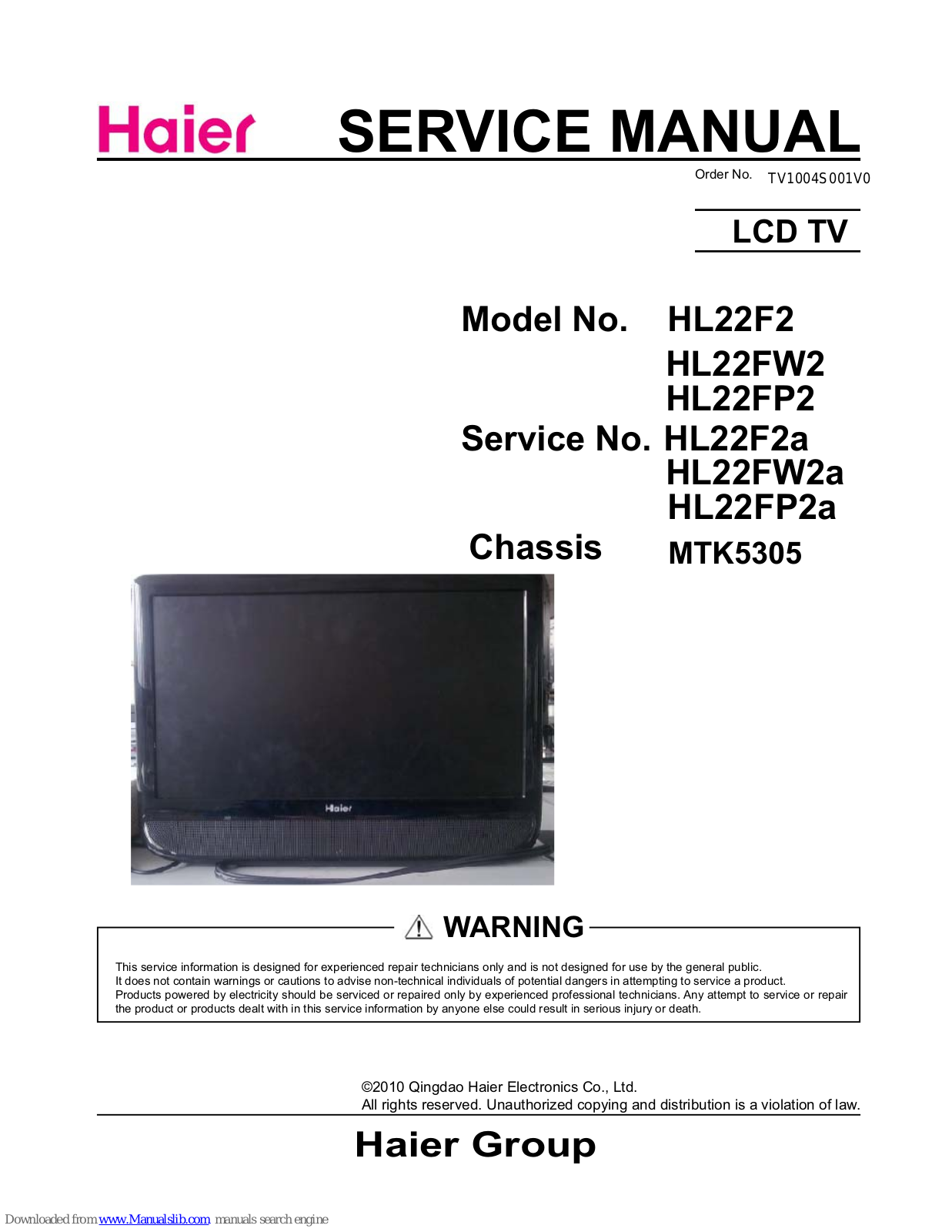 Haier HL22F2, HL22FW2, HL22FP2 Service Manual