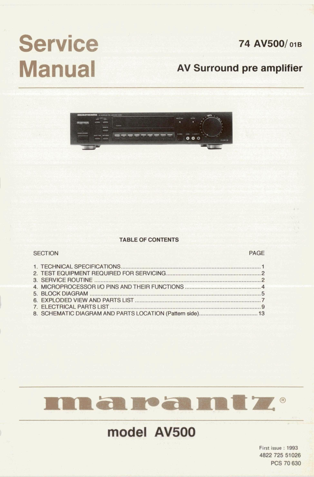 Marantz AV-500 Service Manual