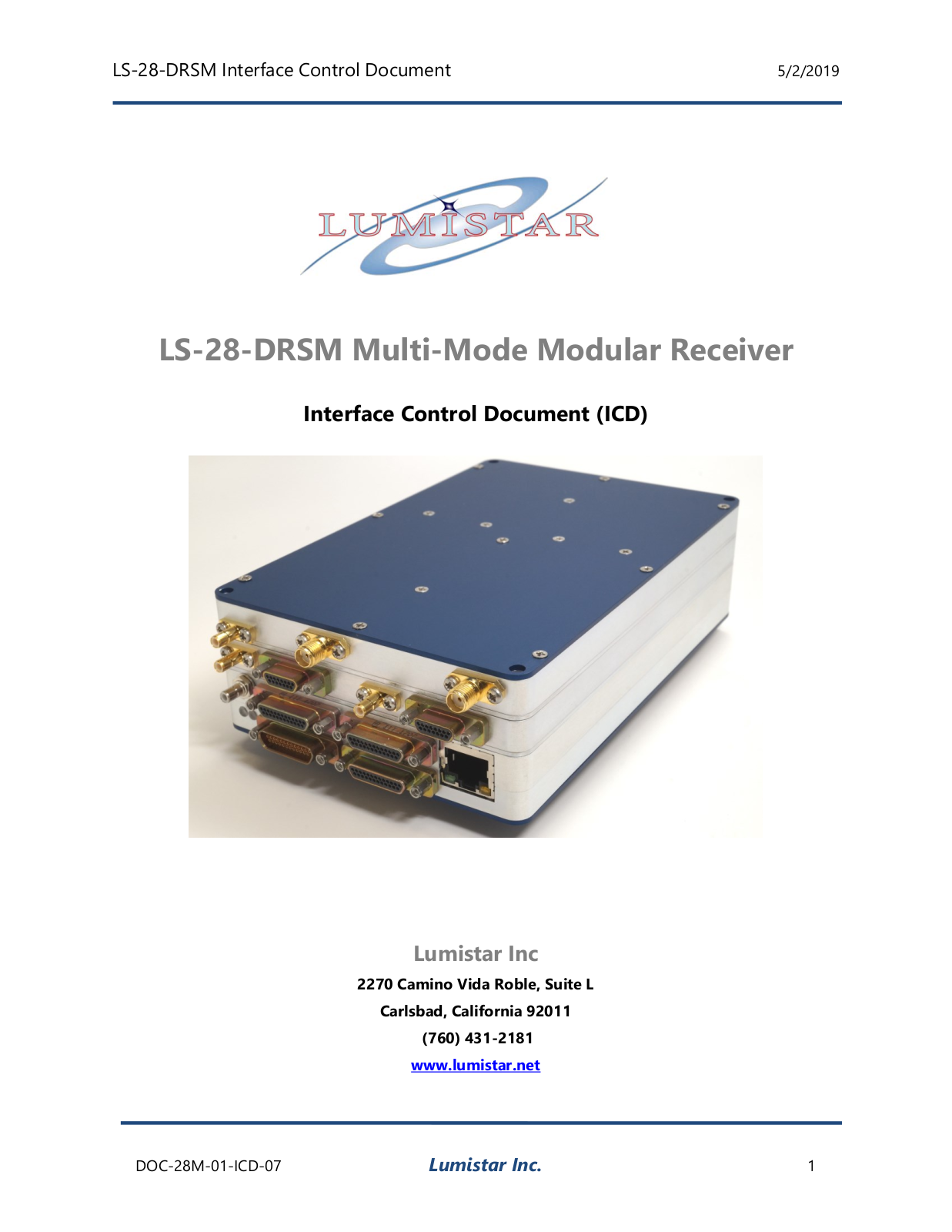 Lumistar LS-28-DRSM Interface Manual - ManualMachine.com