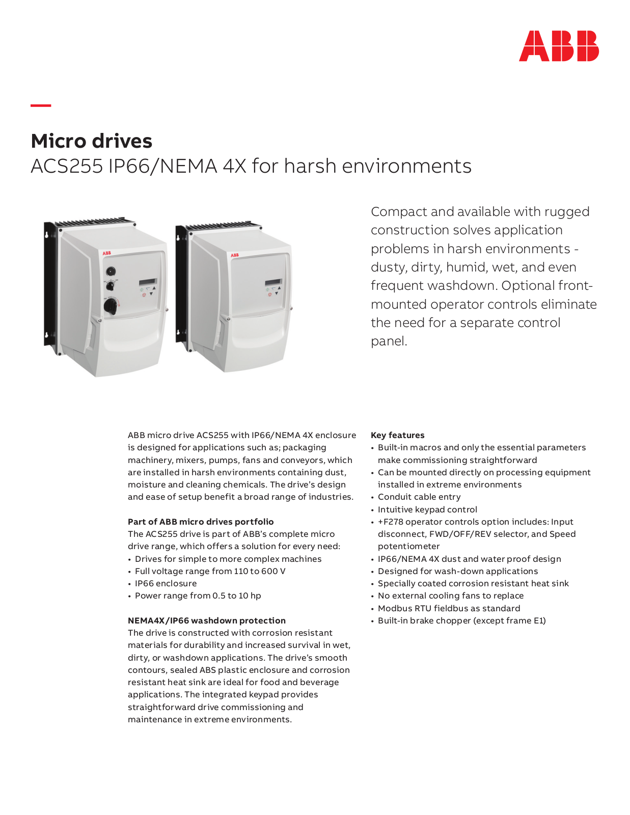 ABB ACS255 IP66/NEMA 4X Data Sheet